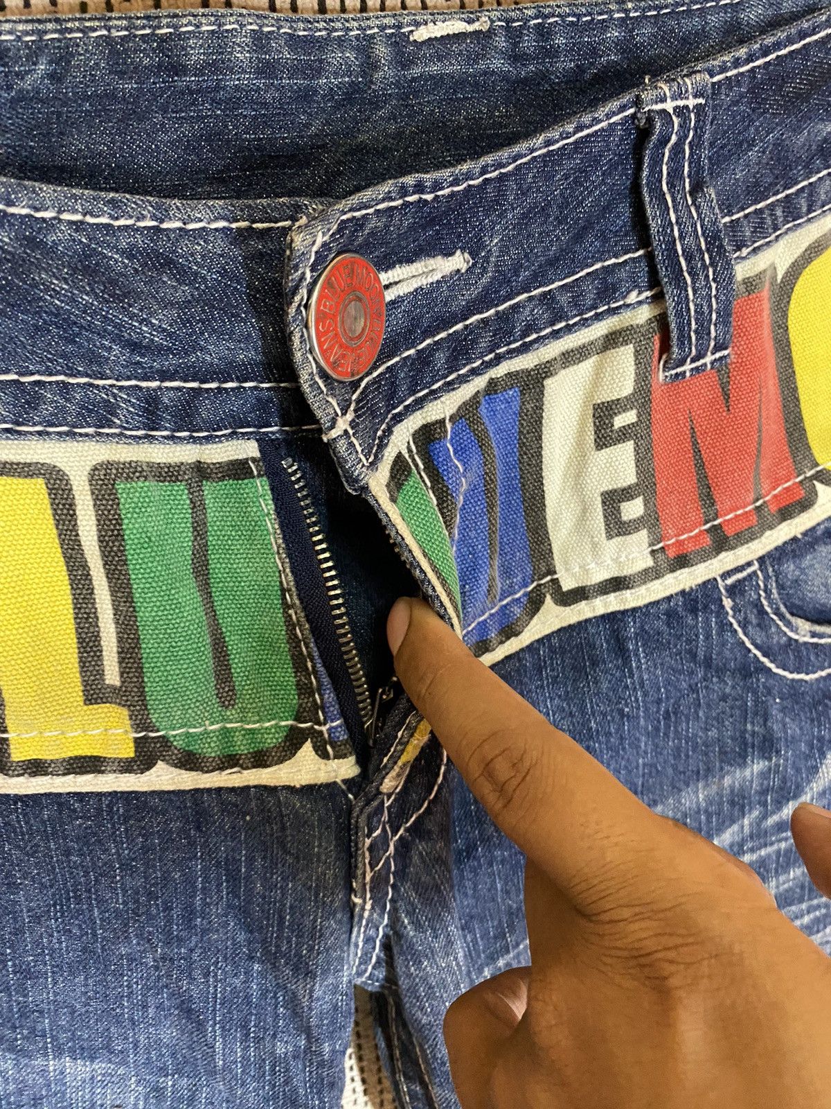 If Six Was Nine × Japanese Brand × Seditionaries ‼️BLUE MOON FLARED DENIM SPELLOUT VERY NICE DESIGN‼️ Size US 36 / EU 52 - 5 Thumbnail