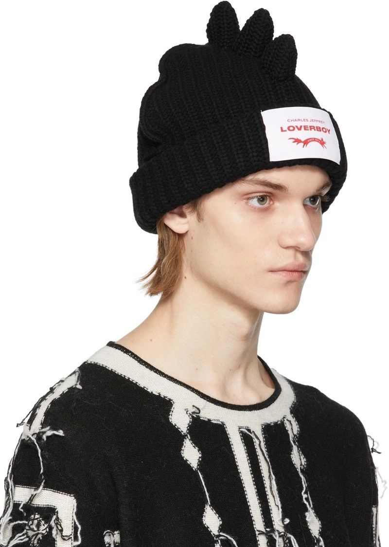 Charles Jeffrey LOVERBOY Black Wool Chunky Spikes Beanie Size ONE SIZE - 6 Thumbnail