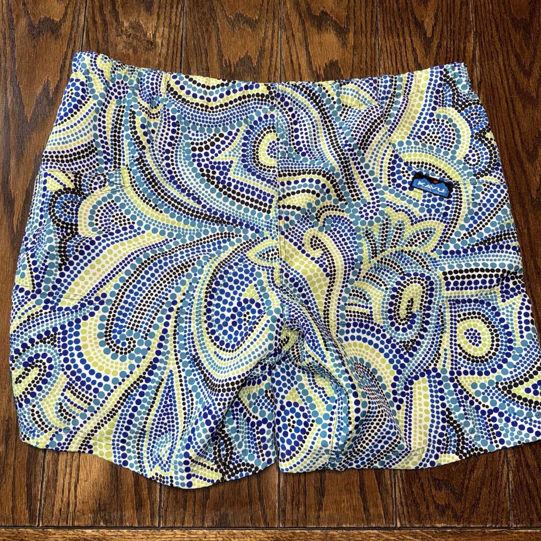KAVU VINTAGE KAVU Shorts Mens XL Belted Mosaic Blue Green Hiking Climbing USA Size US 36 / EU 52 - 6 Thumbnail