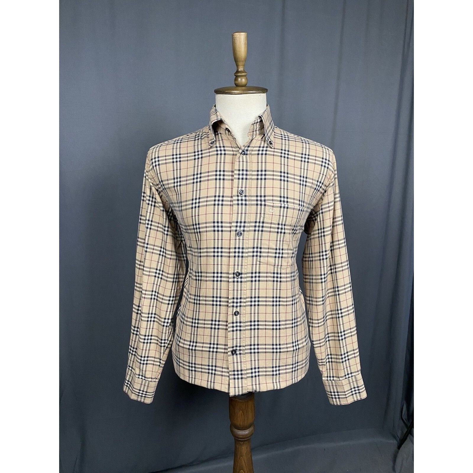 Burberry Burberry Nova Check VTG Men's Beige Checked Longsleeve Shirt Size US M / EU 48-50 / 2 - 1 Thumbnail