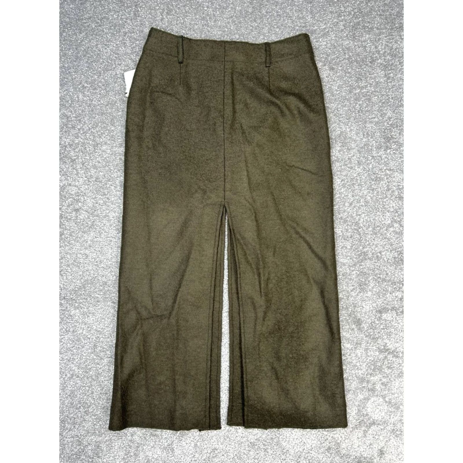 Zara Zara Womens Pants Green High Rise Straight Leg Slits Side Zip Regular size S Size 28" / US 6 / IT 42 - 2 Thumbnail