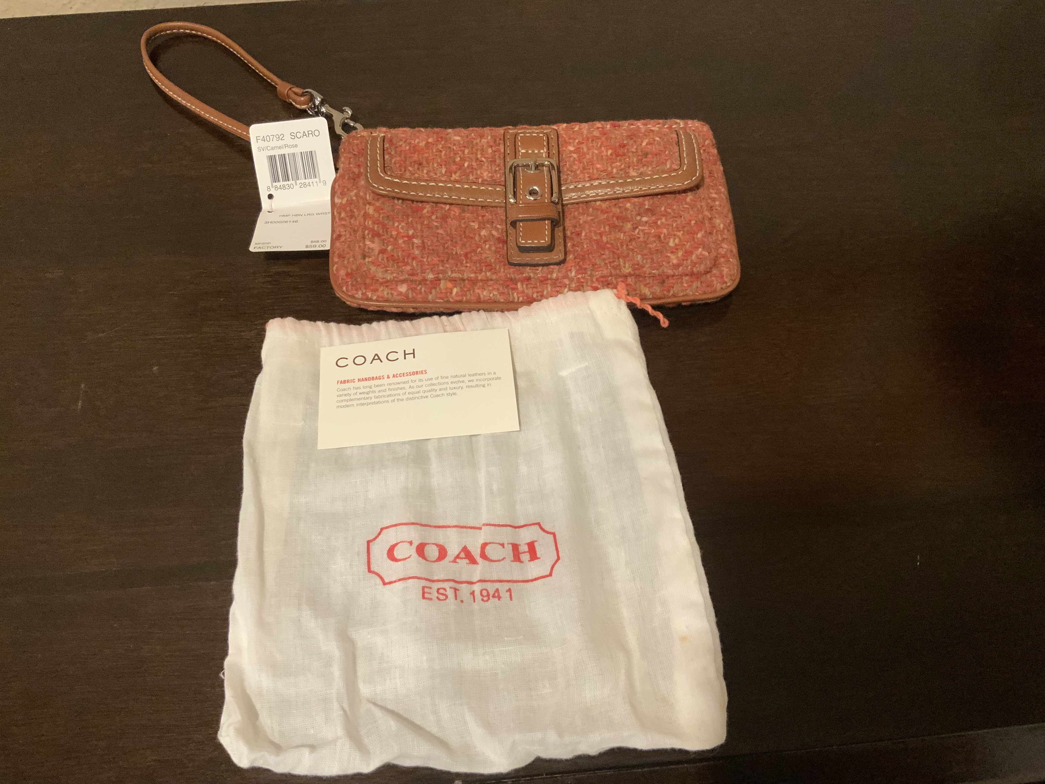 Coach Hampton Herringbone Large Wristlet Size ONE SIZE - 1 Thumbnail