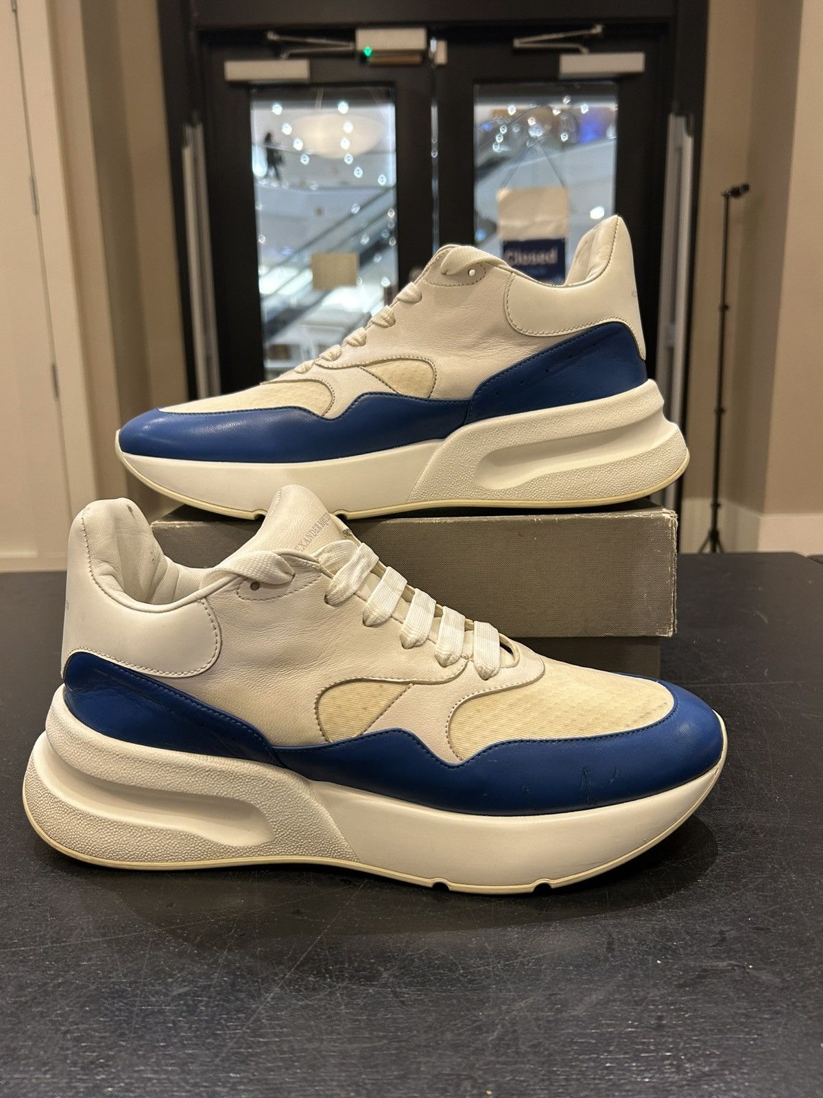Alexander McQueen Alexander McQueen Oversized Runner Sneaker - White/Blue Size US 12 / EU 45 - 1 Thumbnail