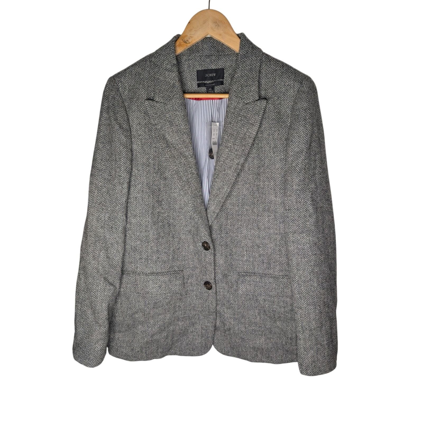 J.Crew J.Crew Sommerset Blazer Wool Herringbone Grey Size L / US 10 / IT 46 - 1 Thumbnail