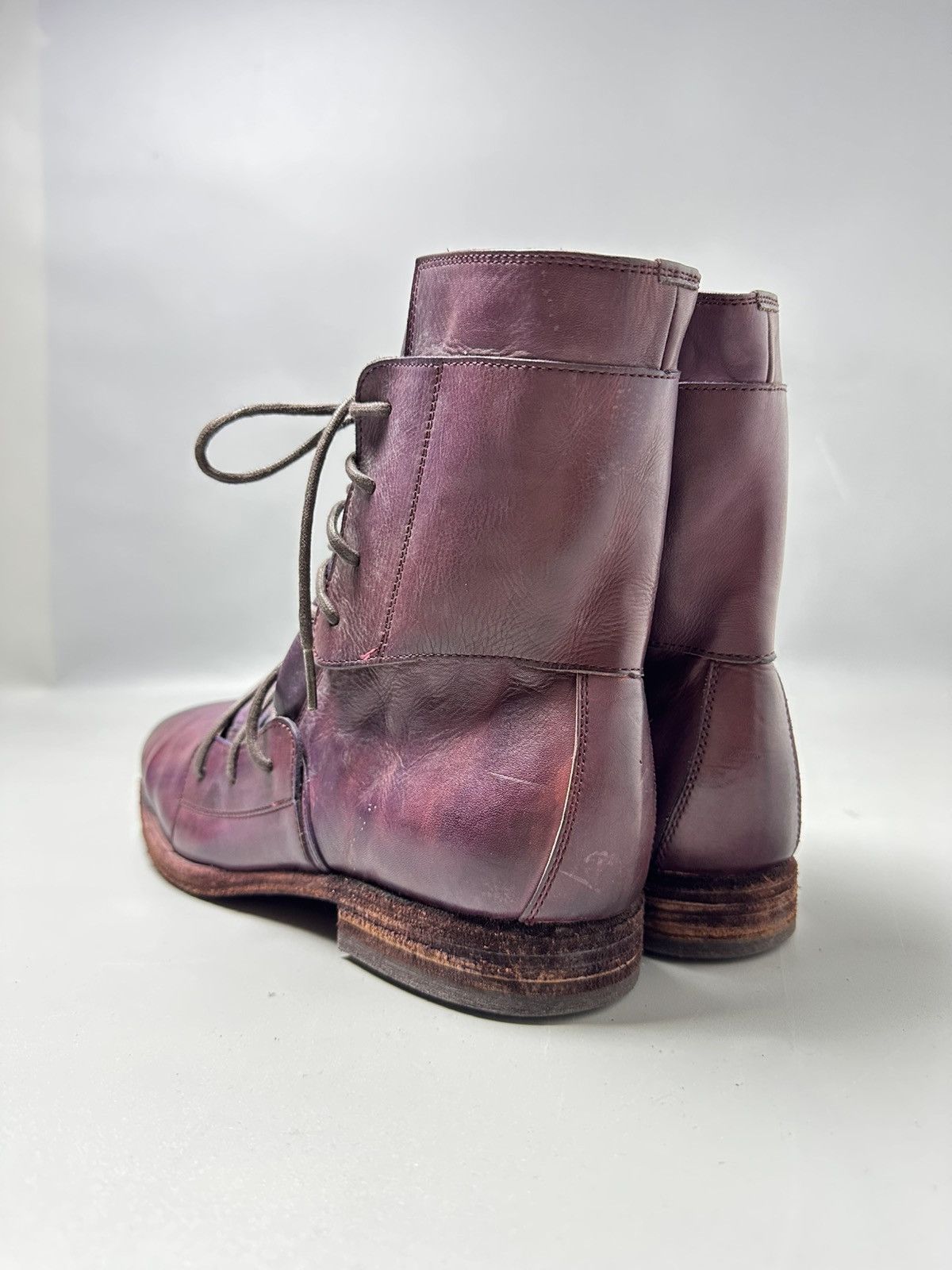 Maison MIHARA YASUHIRO Early 2000's - Purple Wrinkled Combat Boot Size US 10.5 / EU 43-44 - 2 Thumbnail