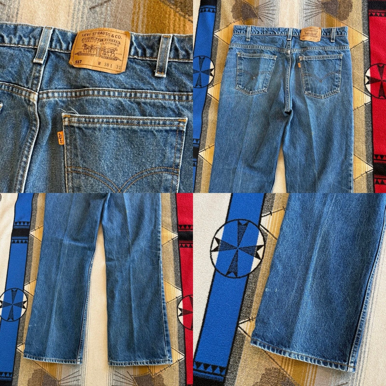 Levi's VINTAGE Levi’s 517 Orange Tab Jeans 90s Mens 36x30 Made In USA Blue Size US 36 / EU 52 - 8 Thumbnail