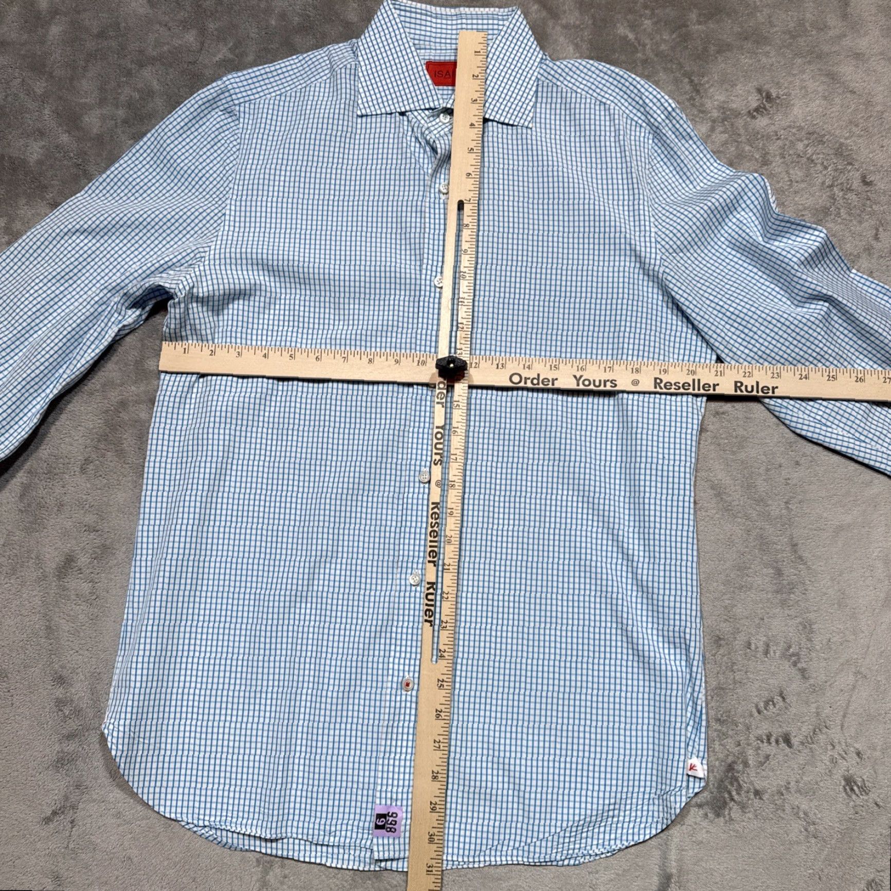 Isaia Isaia Napoli Shirt Men's 15.5 /40 Blue Check Long Sleeve Button Up Dress Shirt Size US L / EU 52-54 / 3 - 4 Thumbnail