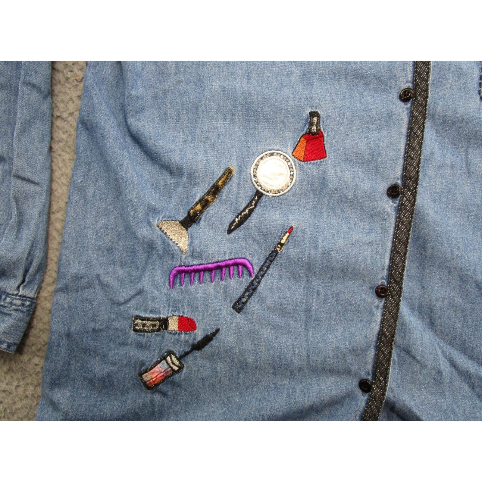 Vintage VINTAGE Bobbie Brooks Denim Long Sleeve Shirt XL Embroidered READ Size XL / US 12-14 / IT 48-50 - 2 Thumbnail