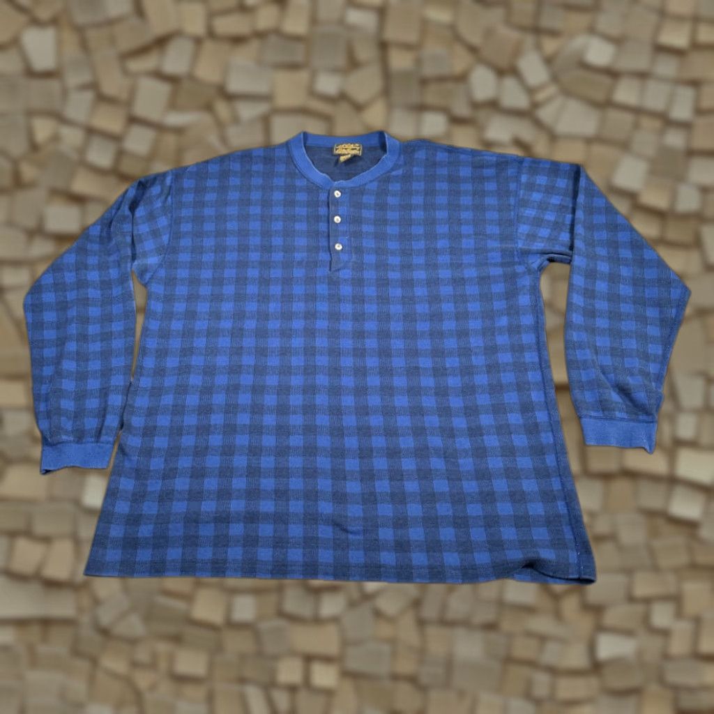 Eddie Bauer VINTAGE Eddie Bauer shirt Adult 2XL Blue Buffalo Check Plaid Henley USA 90s Mens Size US XXL / EU 58 / 5 - 1 Thumbnail