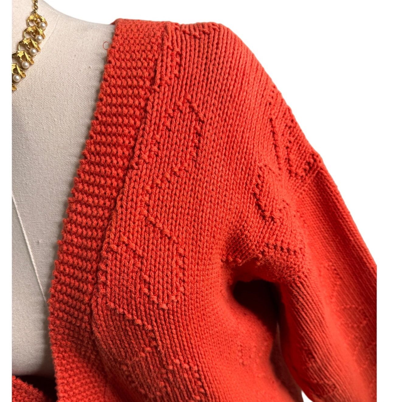 Vintage Vintage 80s chunky knit deep V tunic sweater oversized small Size S / US 4 / IT 40 - 2 Thumbnail