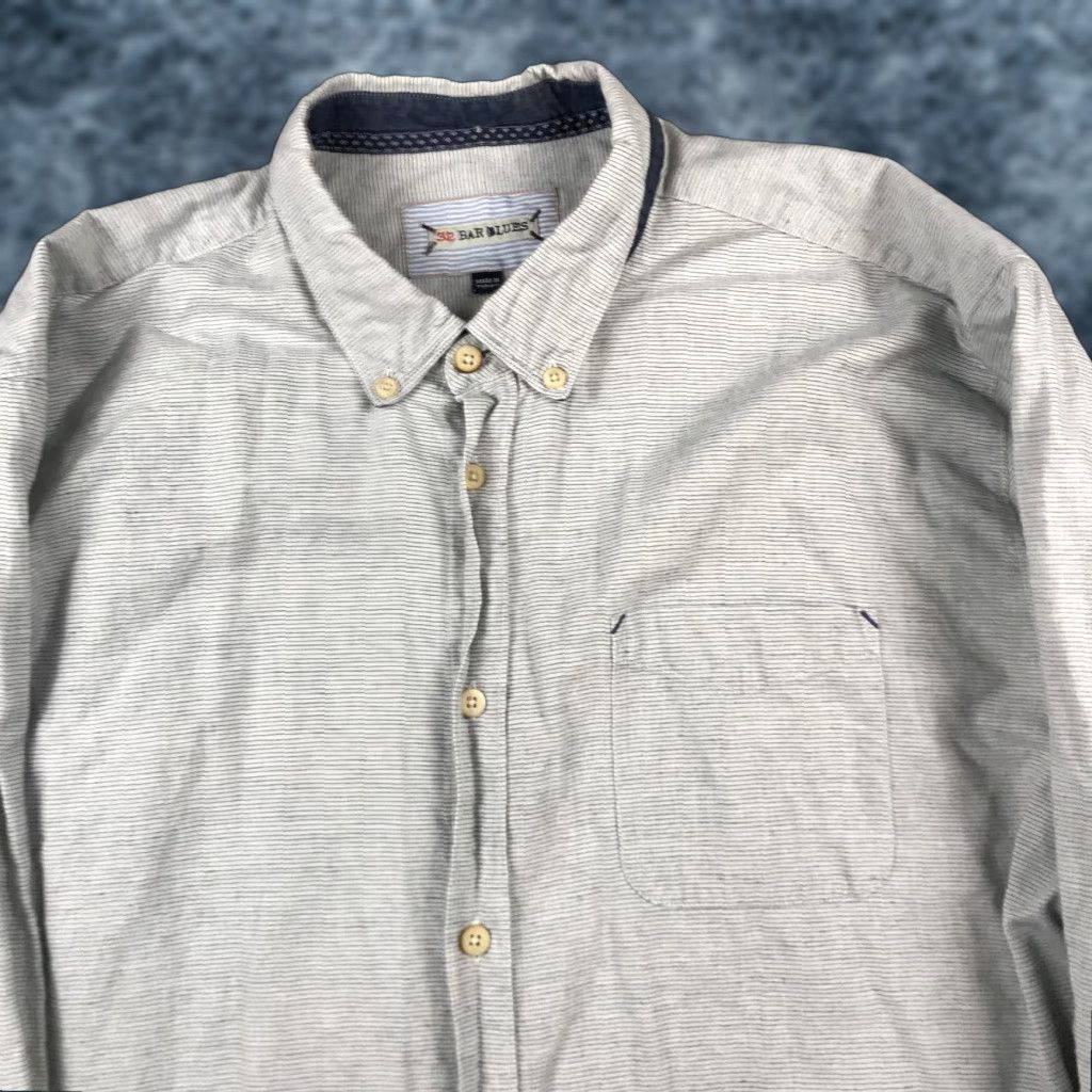 Vintage 32 Bar Blues Shirt Mens 2XL Gray Cotton Linen Blend Button-Up Casual Long Sleeve Collared Shirt Size US XXL / EU 58 / 5 - 1 Thumbnail