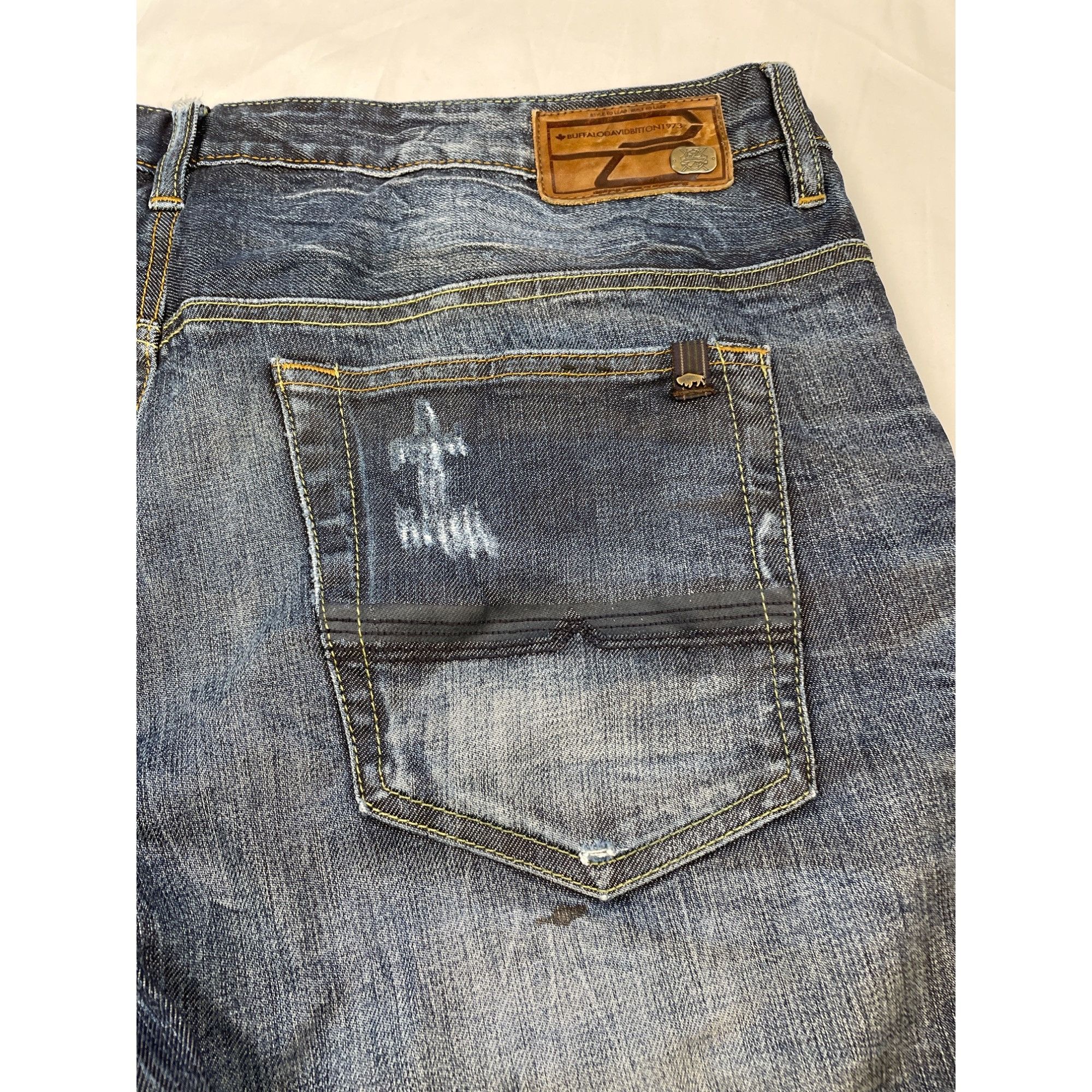 Buffalo David Bitton Buffalo David Bitton Men's Blue Relaxed Faded/Ripped/Jeans S Size US 38 / EU 54 - 5 Thumbnail