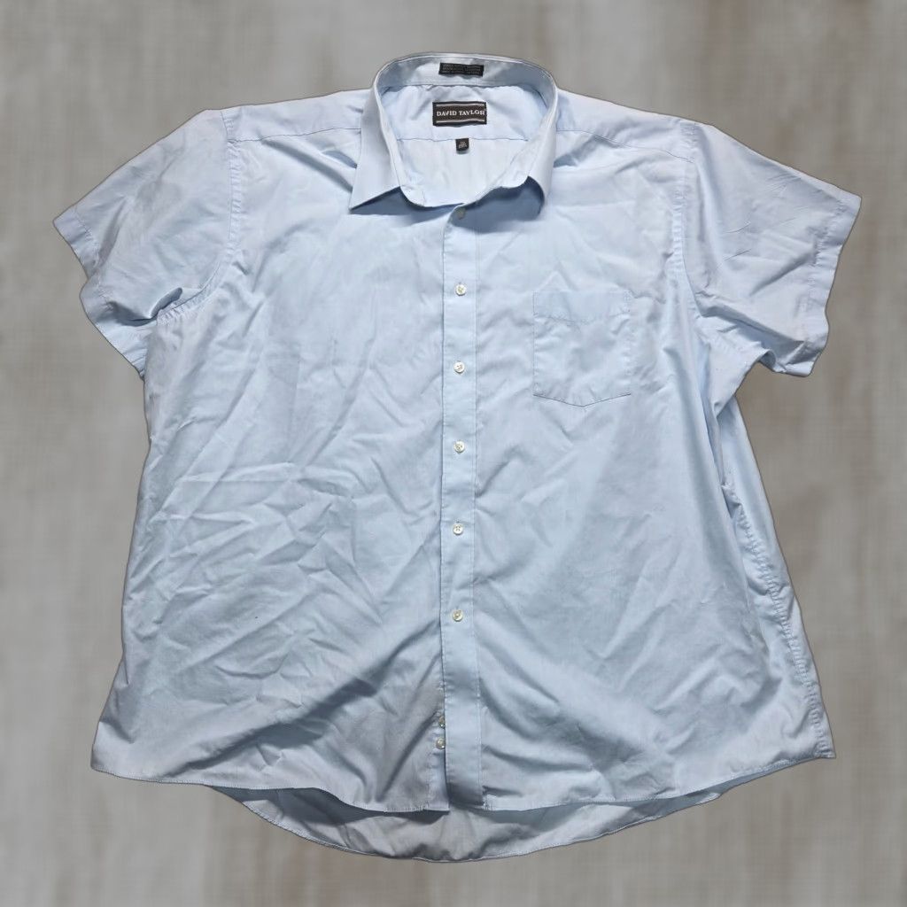 Vintage VINTAGE David Taylor Big & Tall Oxford Shirt Light Blue Button-Down Adult Mens 20 Dress Shirt Short Sleeve Size US XXL / EU 58 / 5 - 1 Thumbnail