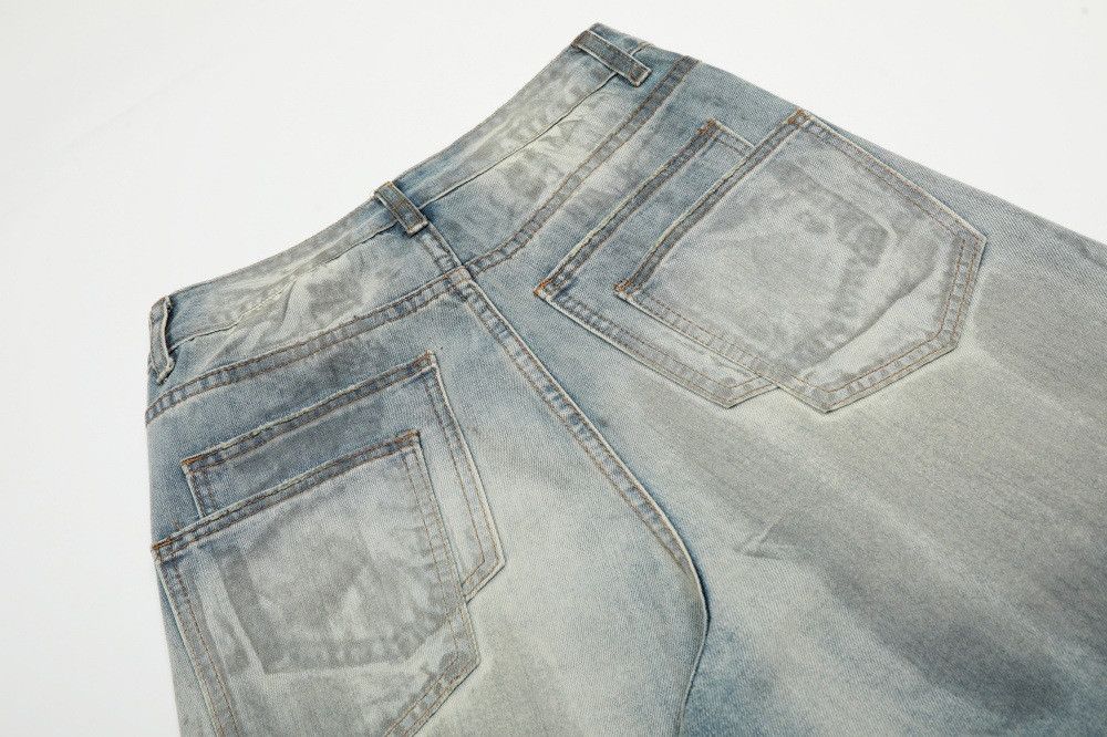 Jean Men's loose distressed washed casual straight ripped jeans Size US 32 / EU 48 - 5 Thumbnail