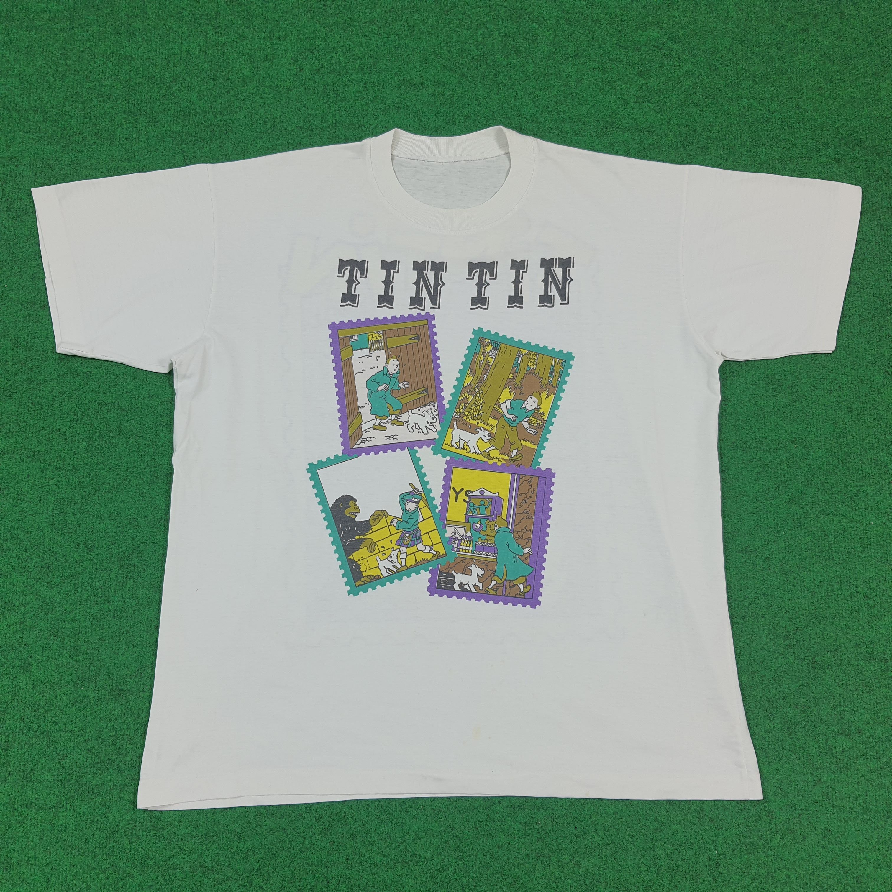 Vintage Vtg 90s Tintin Double Printed Single Stitch Tshirt C294N75 Size US XL / EU 56 / 4 - 1 Thumbnail