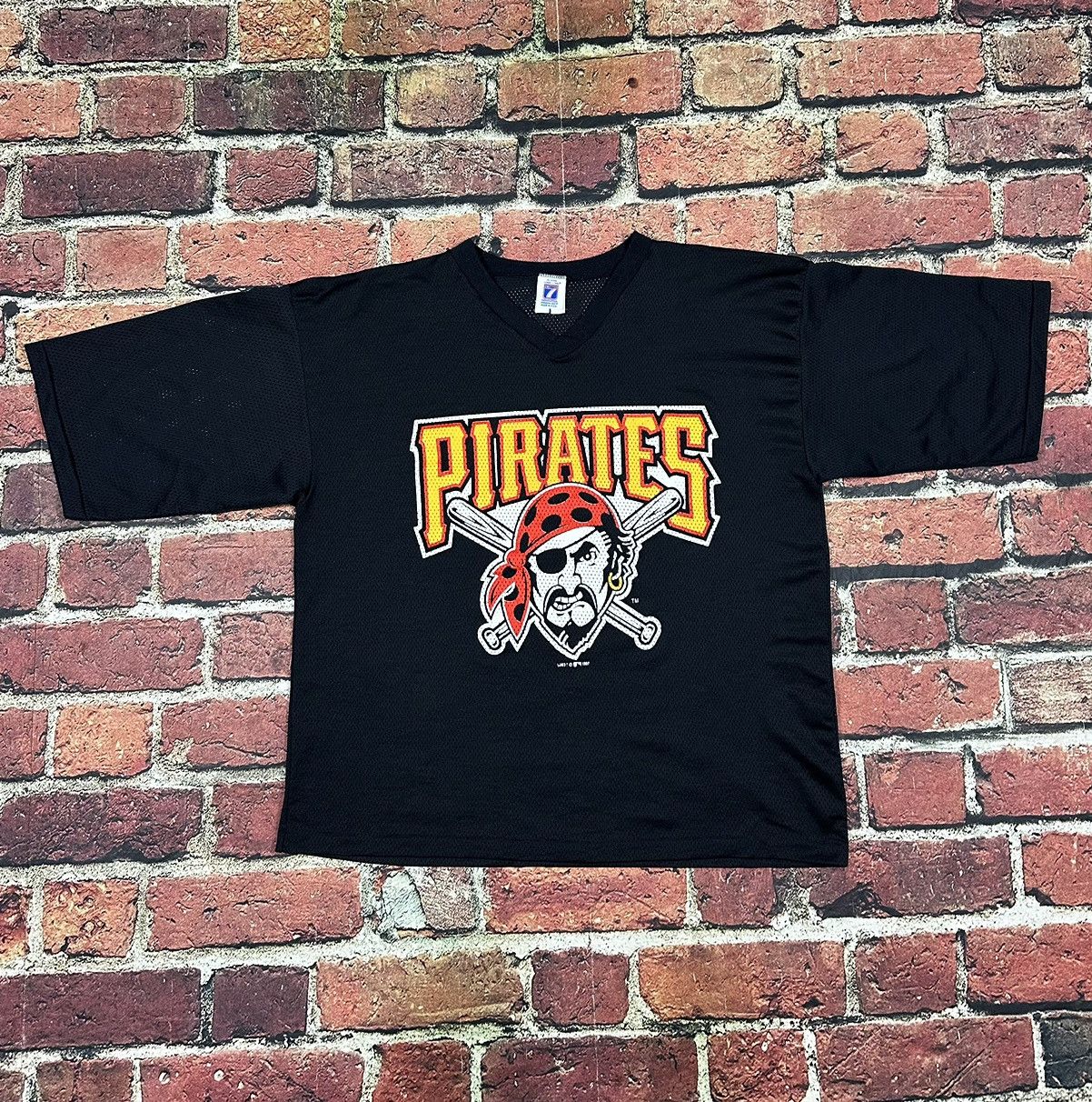 Logo 7 × MLB × Vintage Vintage 90s Logo 7 Mesh Shirt Jersey MLB Pittsburgh Pirates Size US XL / EU 56 / 4 - 1 Thumbnail