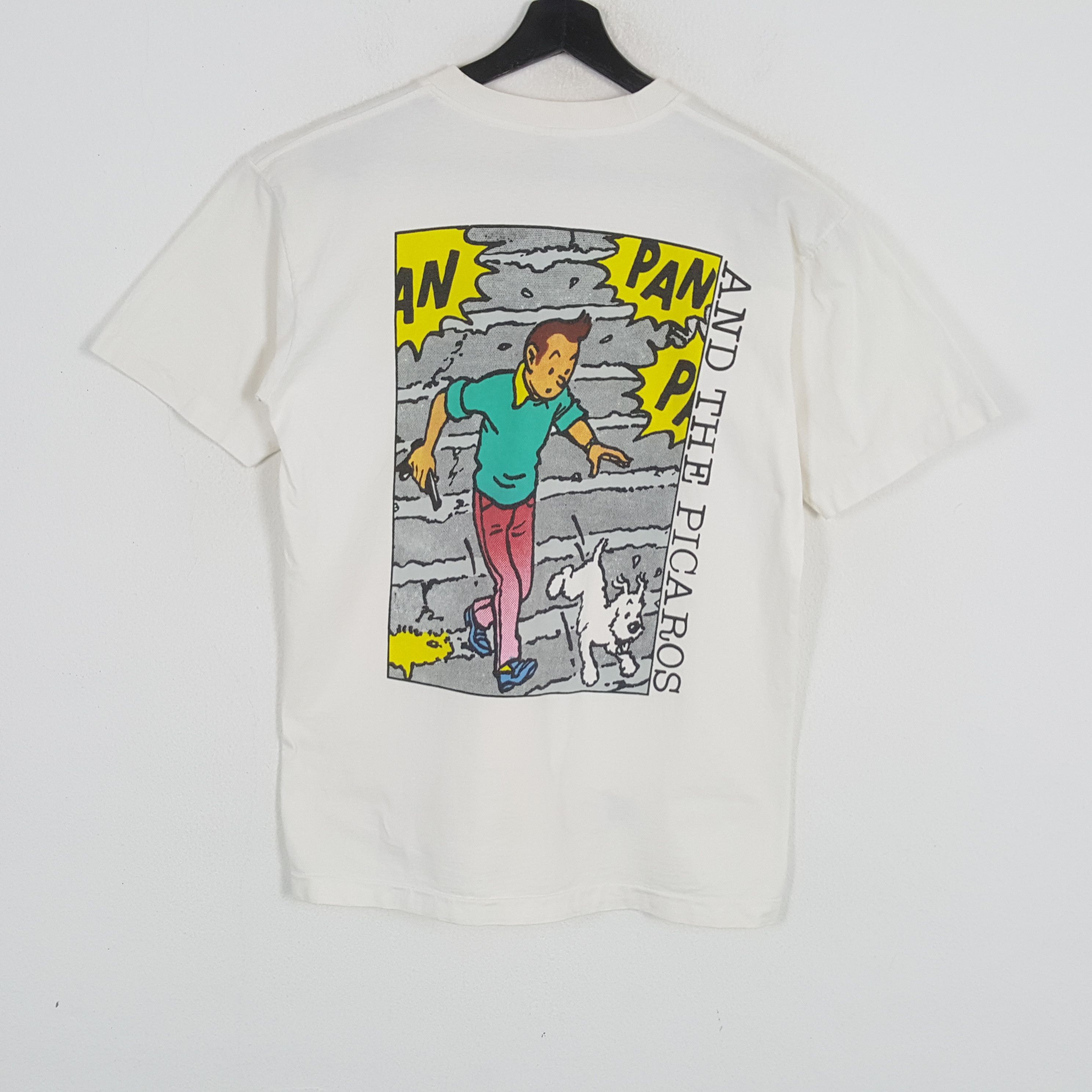 Vintage HERGES ADVENTURE OF TINTIN Cartoon Streetwear Tshirt Size US M / EU 48-50 / 2 - 1 Thumbnail