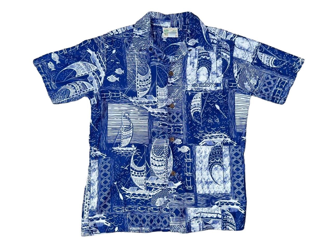 Diamond Head Vintage 60s Diamond Head Sportswear Blue Hawaiian Shirt Size US M / EU 48-50 / 2 - 1 Thumbnail
