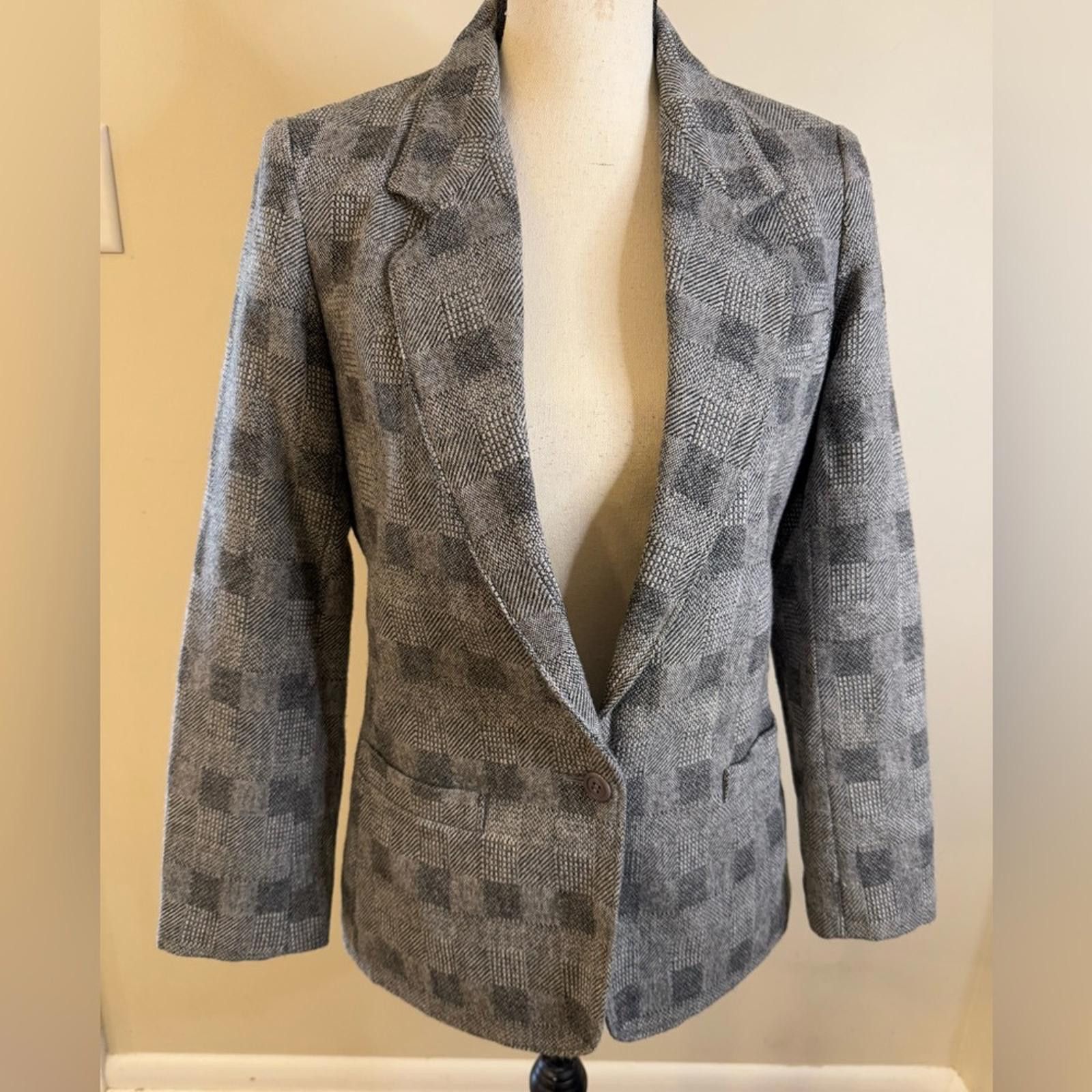Other By Brooks gray checkered wool blend blazer SZ 7/8 Size M / US 6-8 / IT 42-44 - 1 Thumbnail