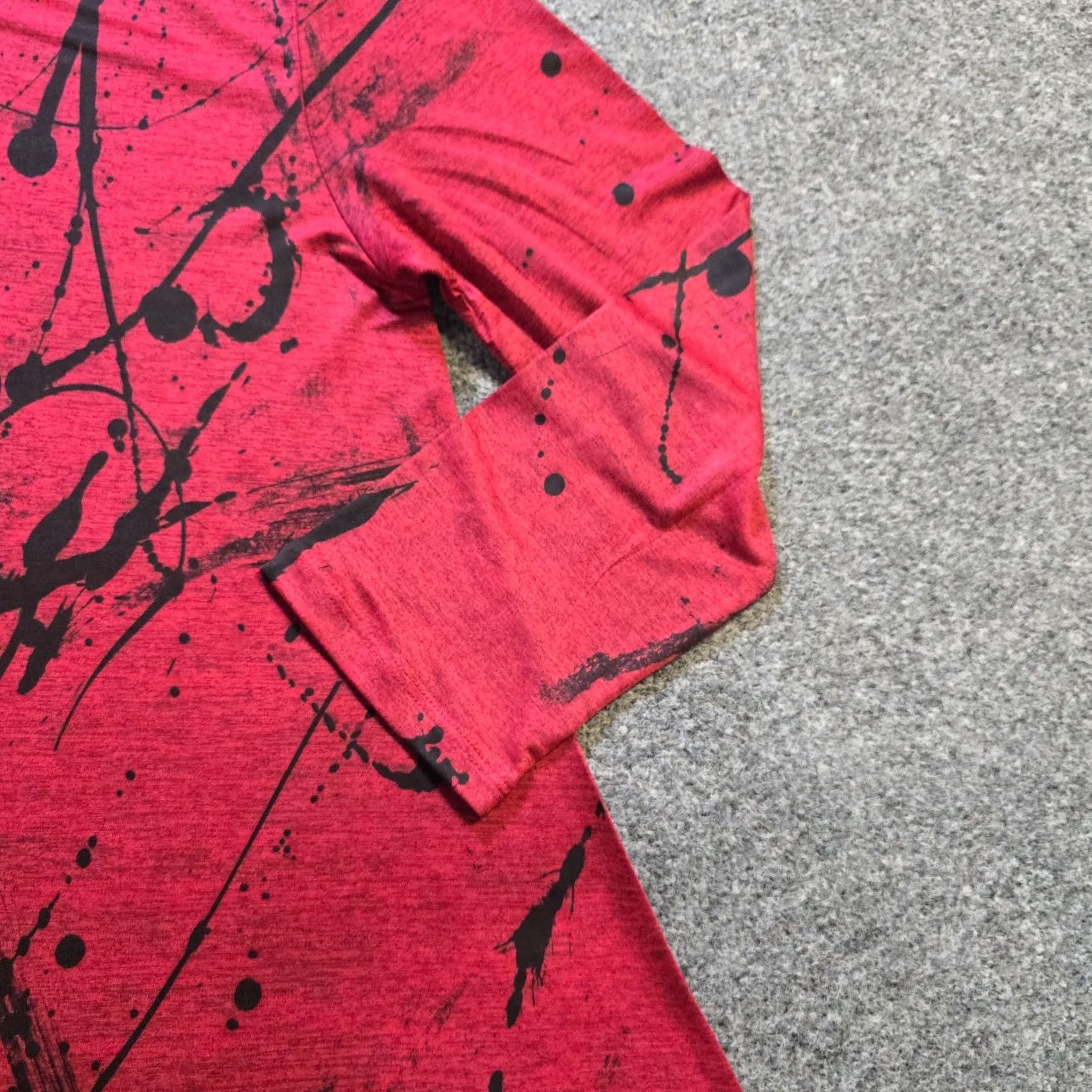 Vintage Jess Jane Top Womens Size Small Red Abstract Art Stretchy Slinky Casual Travel Shirt Blouse Knit Polyester Spandex Long Sleeve Round Neck Vintage No Size S / US 4 / IT 40 - 4 Thumbnail