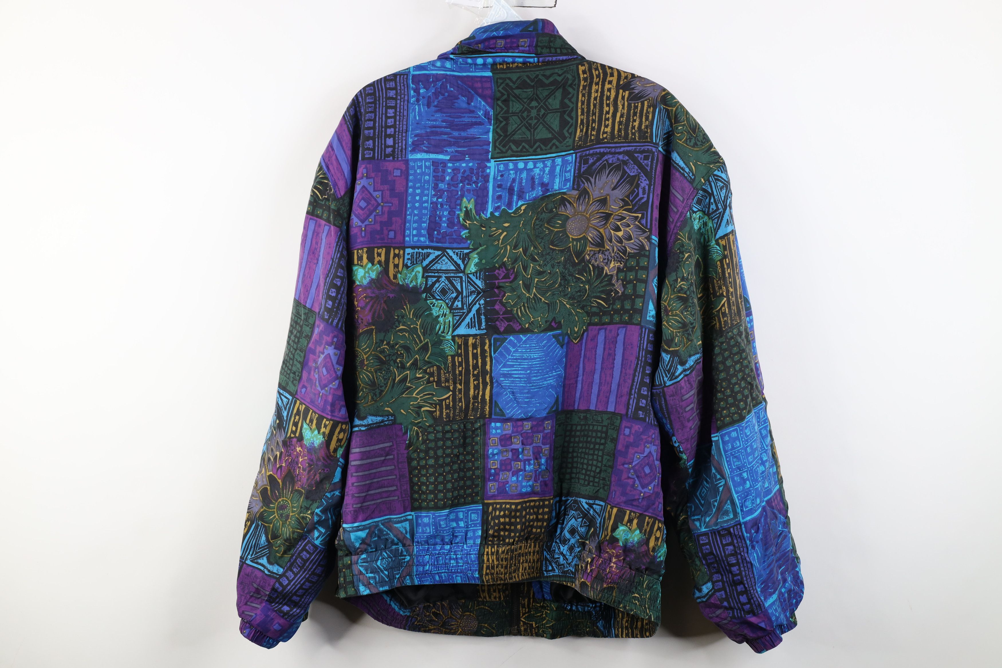 Vintage Vintage 90s Streetwear Flower Silk Full Zip Bomber Jacket Size L / US 10 / IT 46 - 10 Thumbnail
