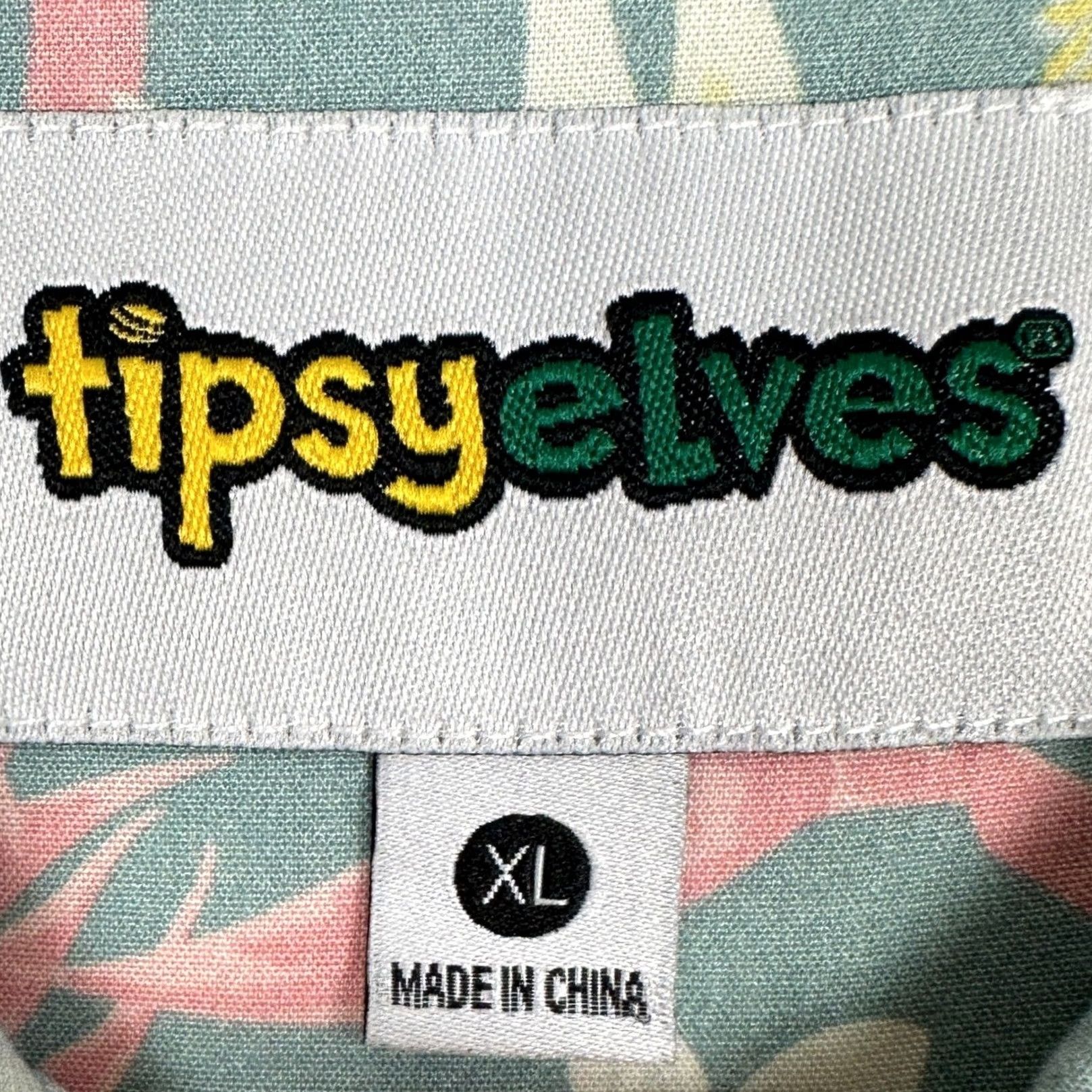 Pinko Tipsy Elves Shirt Men XL Green Pink Hawaiian Floral Button Up Short Sleeve All Seasons Pocket Tropical 2020s Party/Cocktail Womens? Size US XL / EU 56 / 4 - 4 Thumbnail