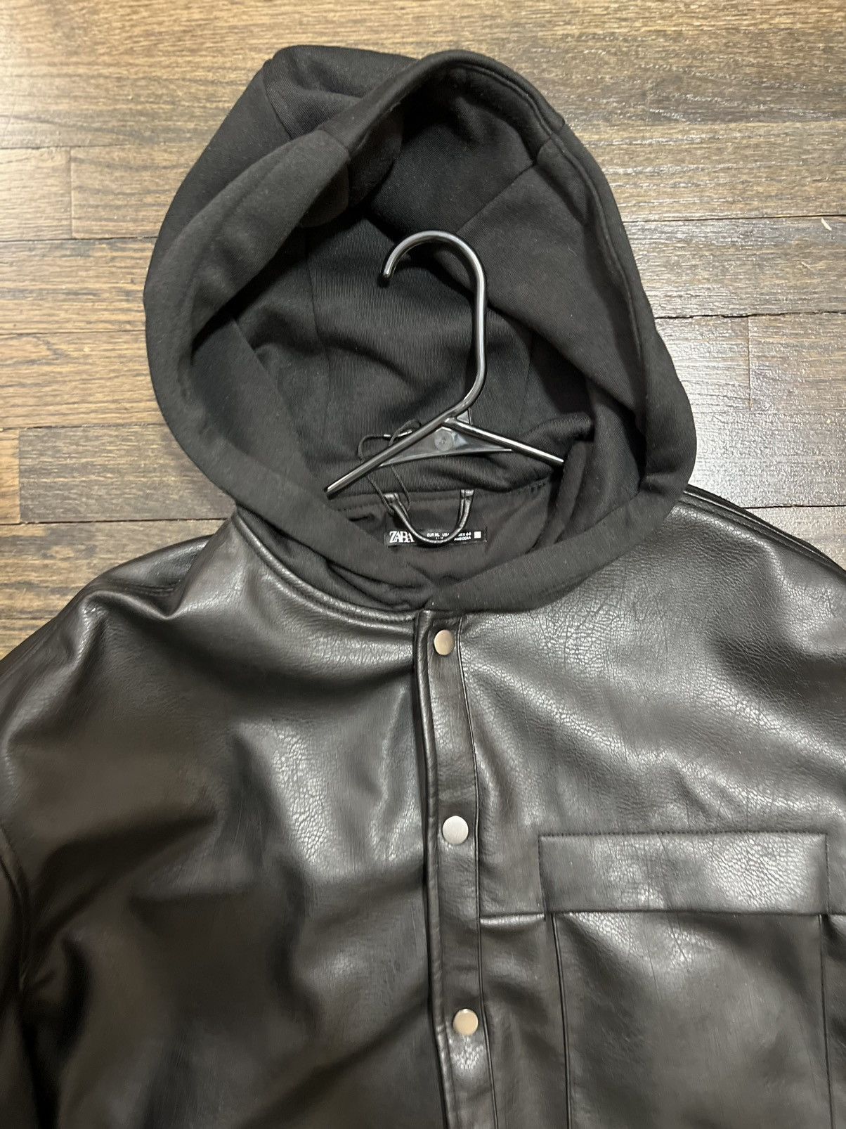 Zara Leather hooded jacket Size US L / EU 52-54 / 3 - 3 Thumbnail