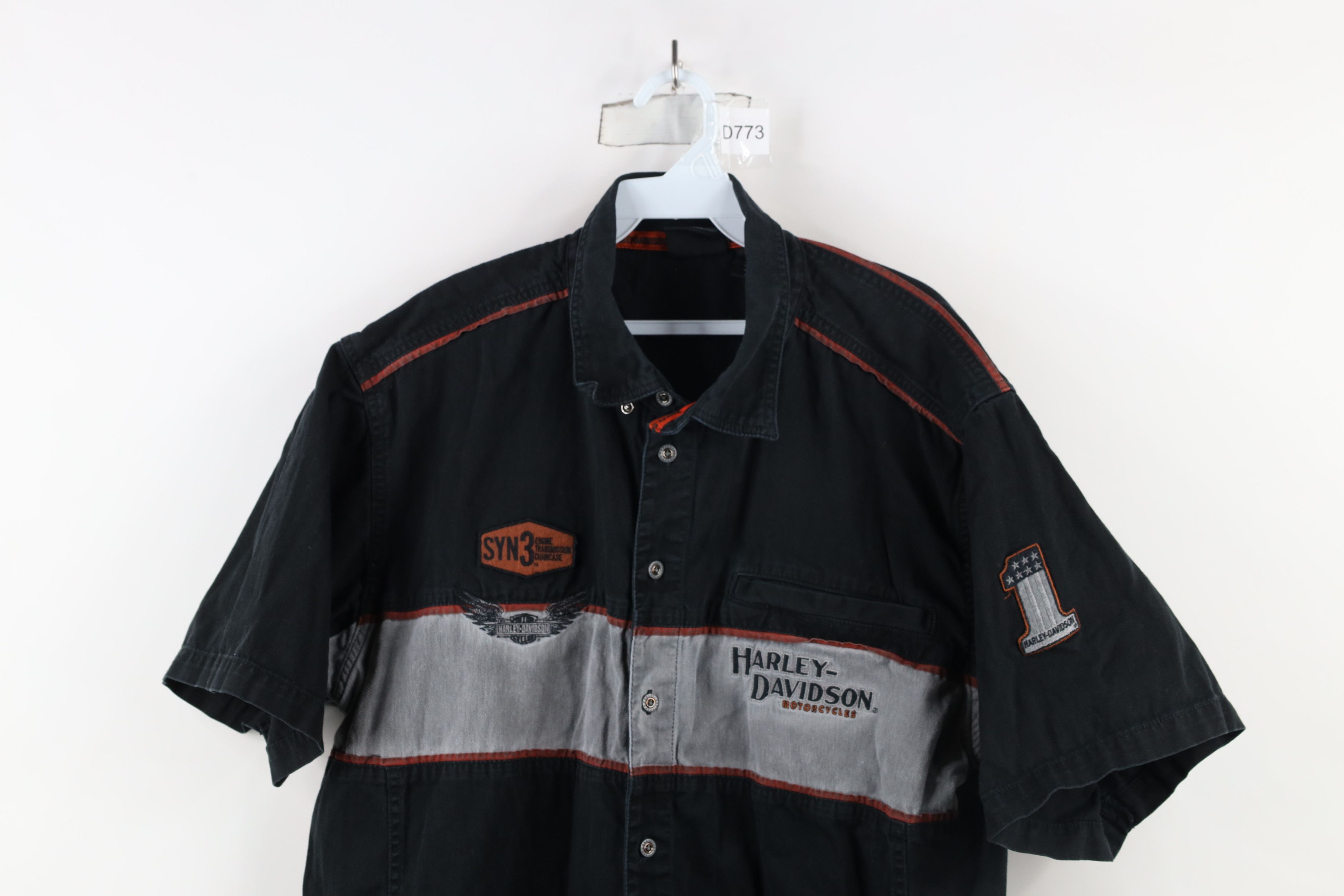 Harley Davidson × Vintage Vintage Harley Davidson Denim Work Mechanic Button Shirt Size US XL / EU 56 / 4 - 2 Thumbnail