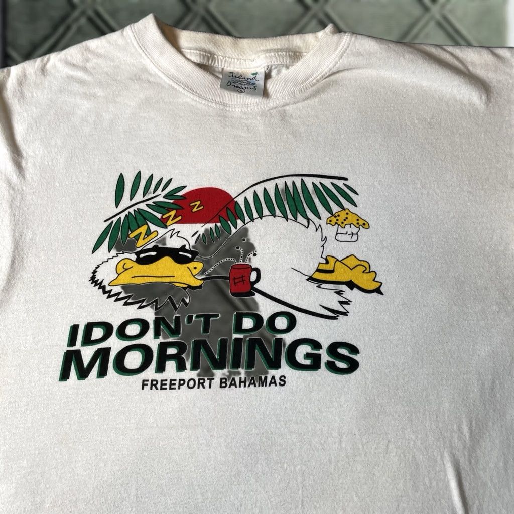 Vintage VINTAGE Bahamas T Shirt Mens XL White I Don't Do Mornings Funny Tee 80s 90s Graphic Print Cotton Short Sleeve Crew Neck Size US XL / EU 56 / 4 - 1 Thumbnail
