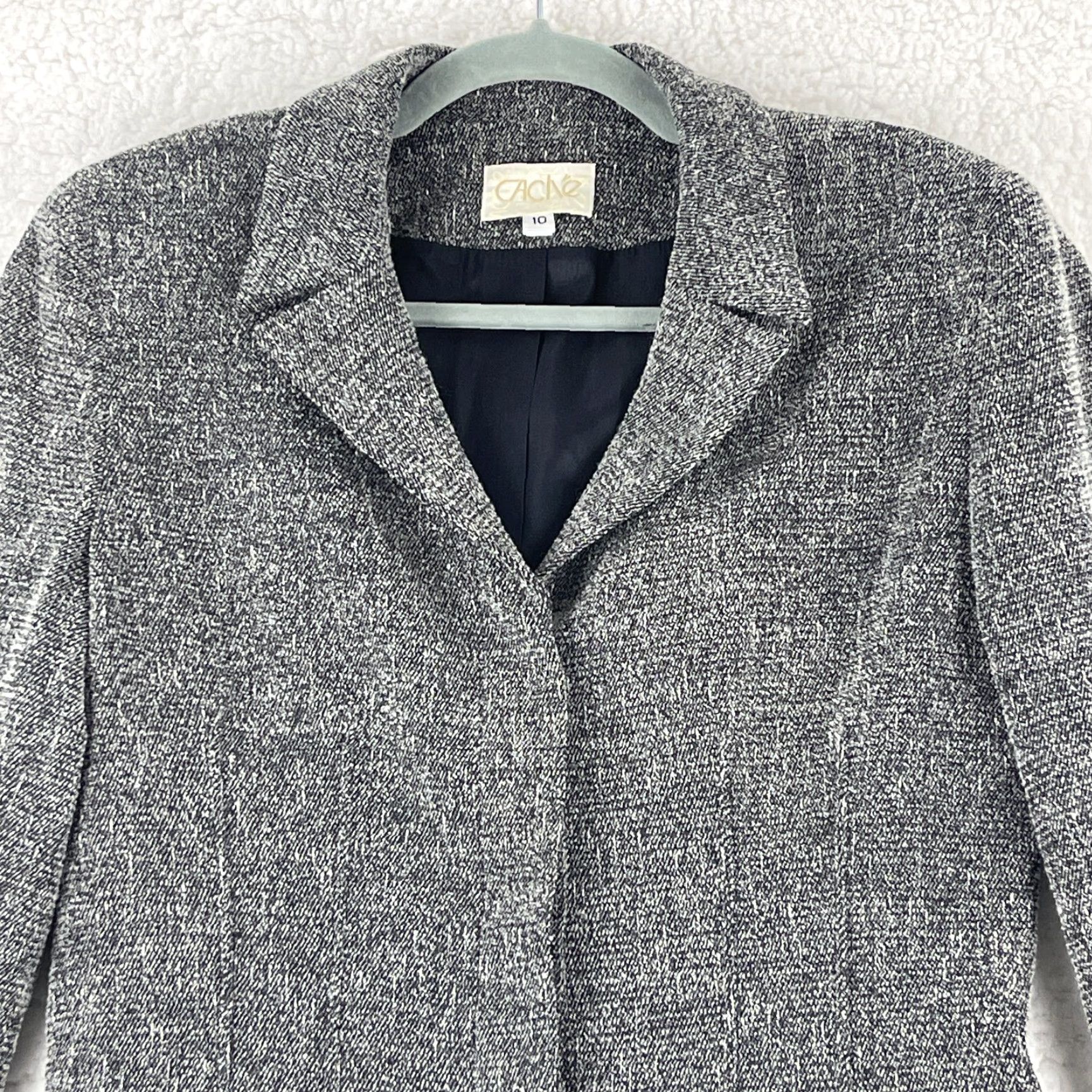 Vintage Caché Jacket Womens Size 10 Wool Black Button-Up Long Sleeve VTG USA Made Jacket Size L / US 10 / IT 46 - 3 Thumbnail