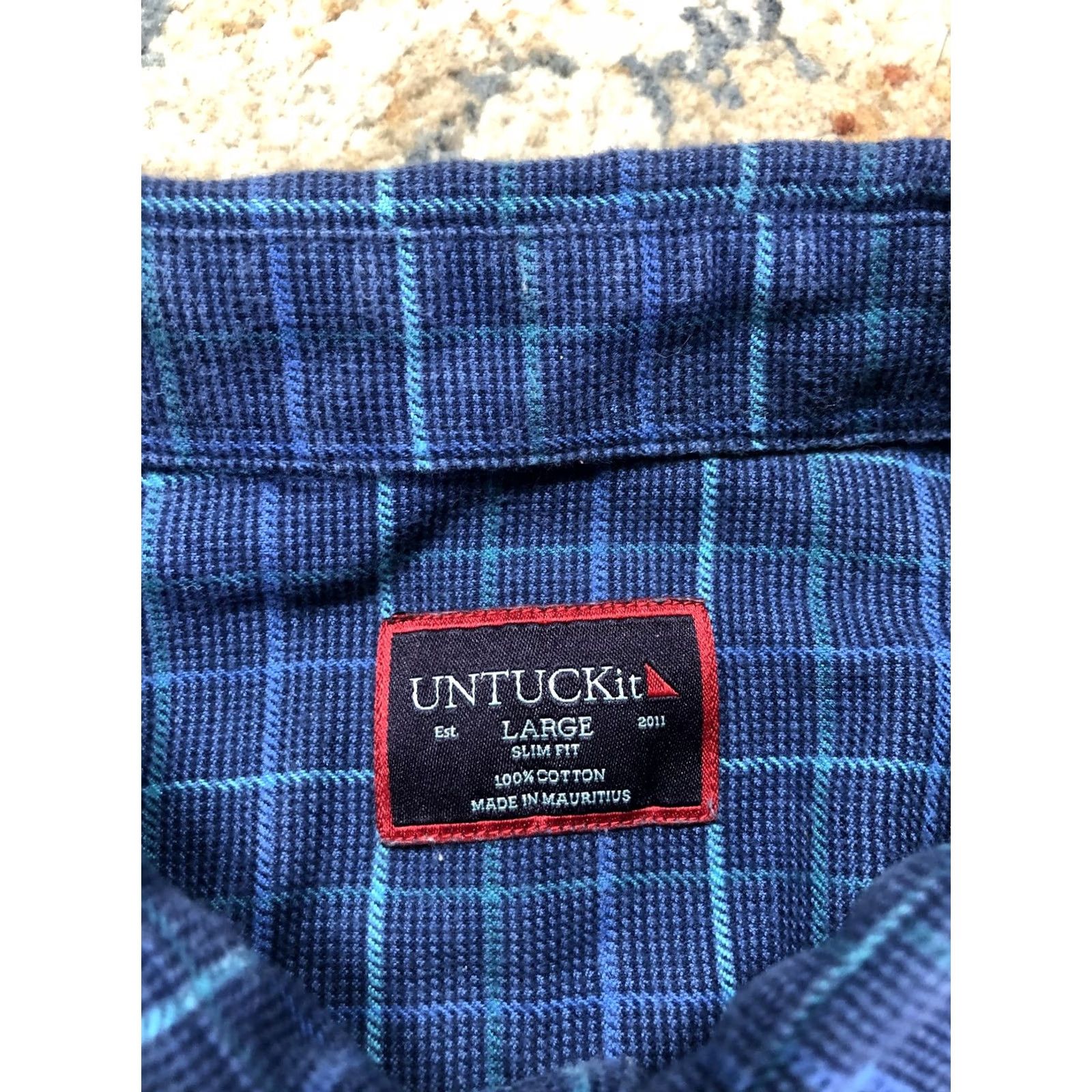 UNTUCKit UNTUCKit Shirt Mens Large Blue Plaid Slim Fit Long Sleeve Button Up Casual Size US L / EU 52-54 / 3 - 7 Thumbnail
