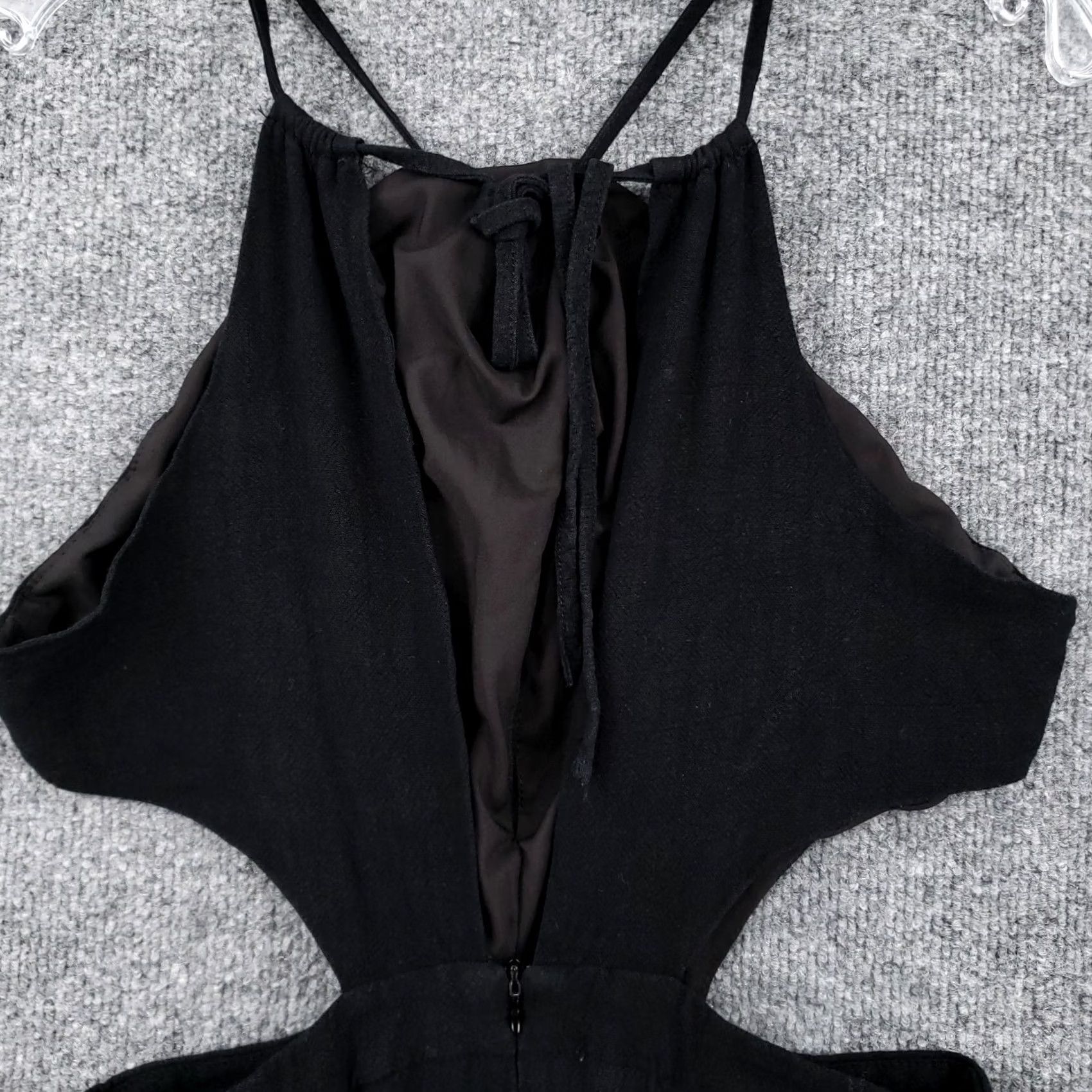 Shein Shein Jumpsuit Womens Black Size 6 One-Piece Wide-Leg Cut-Out Strap Linen Blend Size 28" / US 6 / IT 42 - 6 Thumbnail