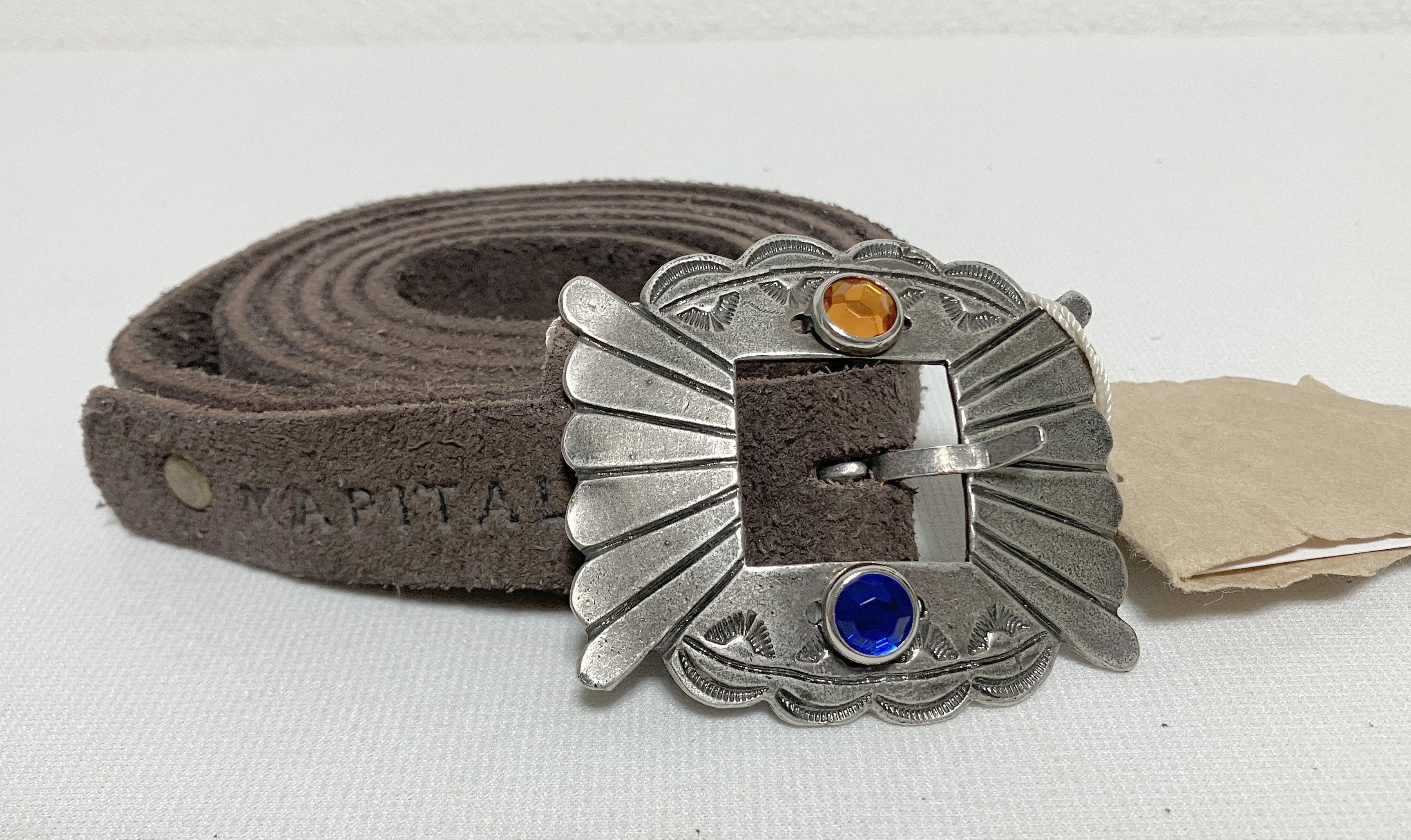 Kapital Kapital Suede Pueblo disco Buckle Belt leather brown new Size ONE SIZE - 1 Thumbnail