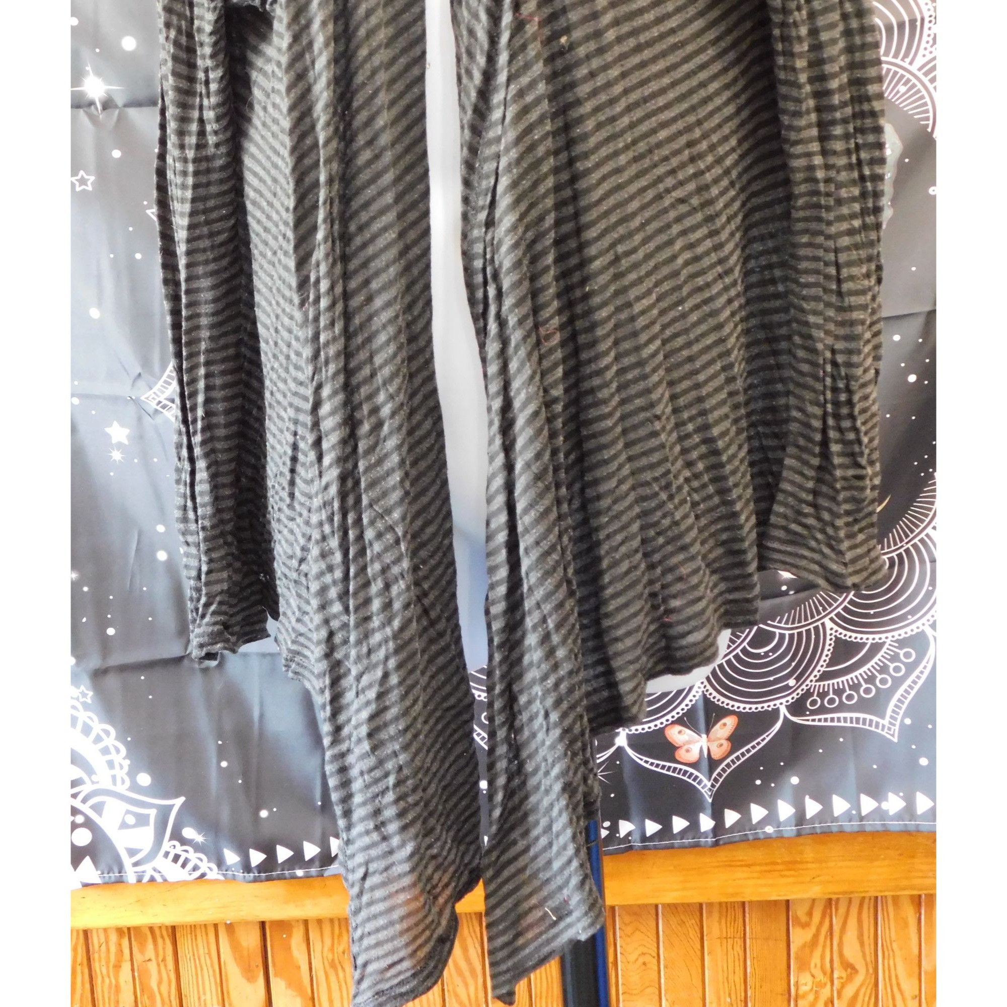 Other Flyo Gothic Black And Grey StripedFlyaway Cardigan Size L / US 10 / IT 46 - 4 Thumbnail