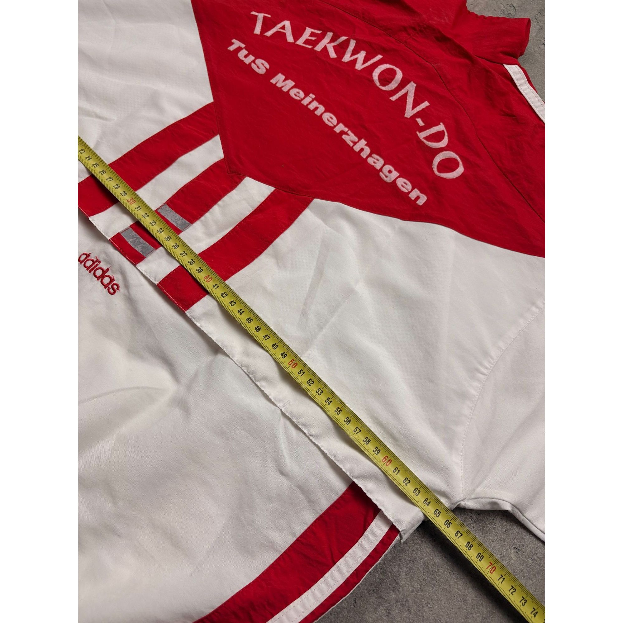 Adidas Adidas Red & White Vintage Taekwondo Jacket With Bold Stripe Size US L / EU 52-54 / 3 - 4 Thumbnail