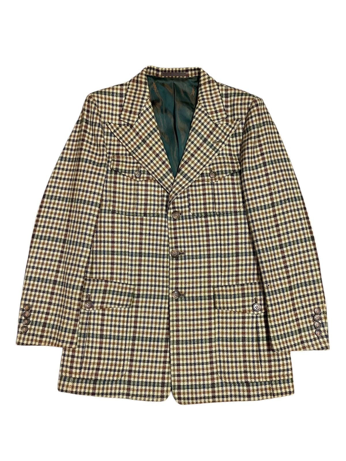 Yves Saint Laurent Vintage Yves Saint Laurent Single Breasted Plaid Wool Blazer Size US M / EU 48-50 / 2 - 1 Thumbnail