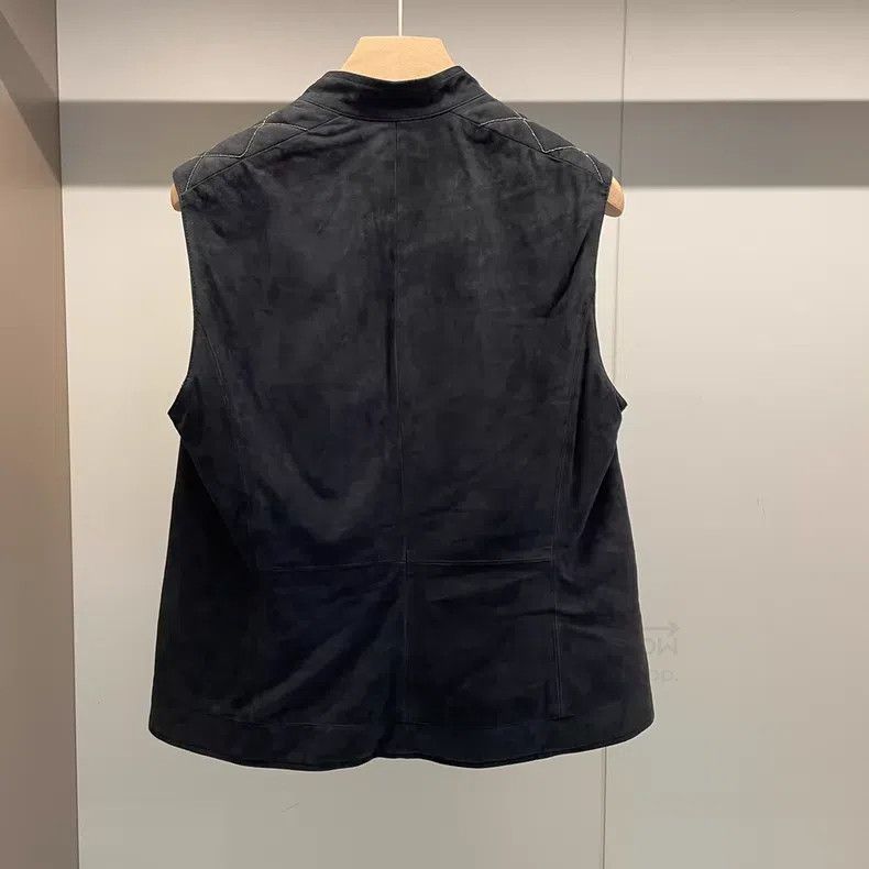 Brunello Cucinelli Brunello Cucinelli Black and Grey Leather Studded Waistcoa Size S / US 4 / IT 40 - 2 Thumbnail