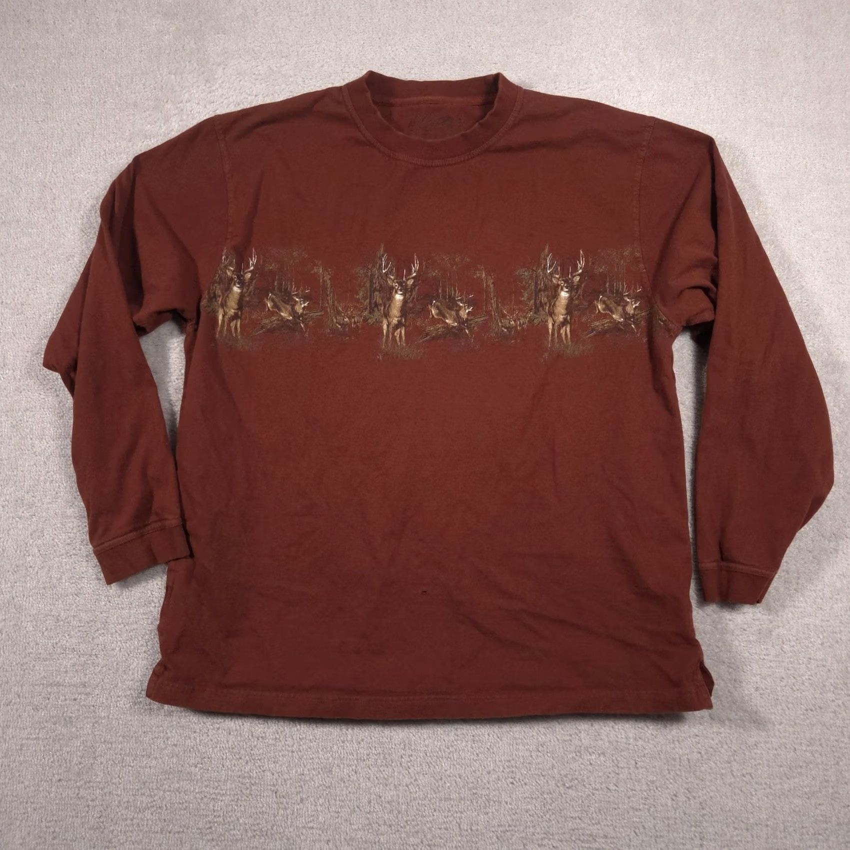 Vintage North River Outfitters Shirt Mens 2XL Brown Deer Buck Graphic Tee Long Sleeve Size US XXL / EU 58 / 5 - 2 Thumbnail