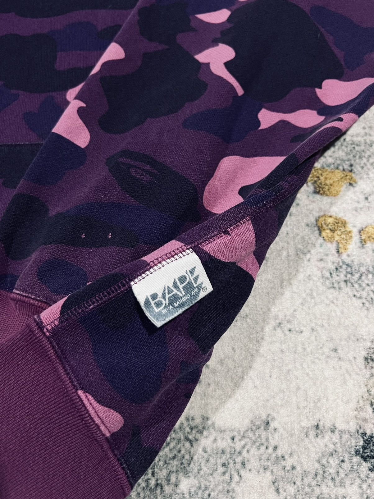Bape Bape camo split full zip blue and purple hoodie distressed Size US L / EU 52-54 / 3 - 3 Thumbnail