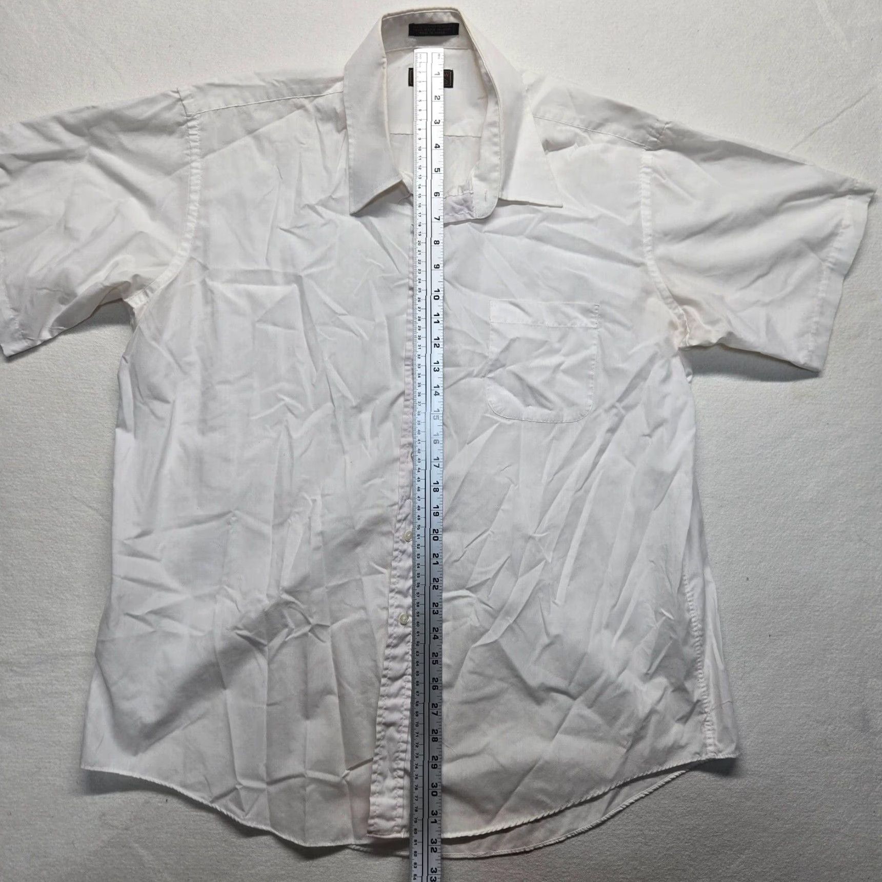 Vintage Tailor’s Row Finery Shirt Adult Men 17.5 White Short Sleeve Button-Up Cotton Solid 17.5 Mens Shirt Size US XXL / EU 58 / 5 - 6 Thumbnail