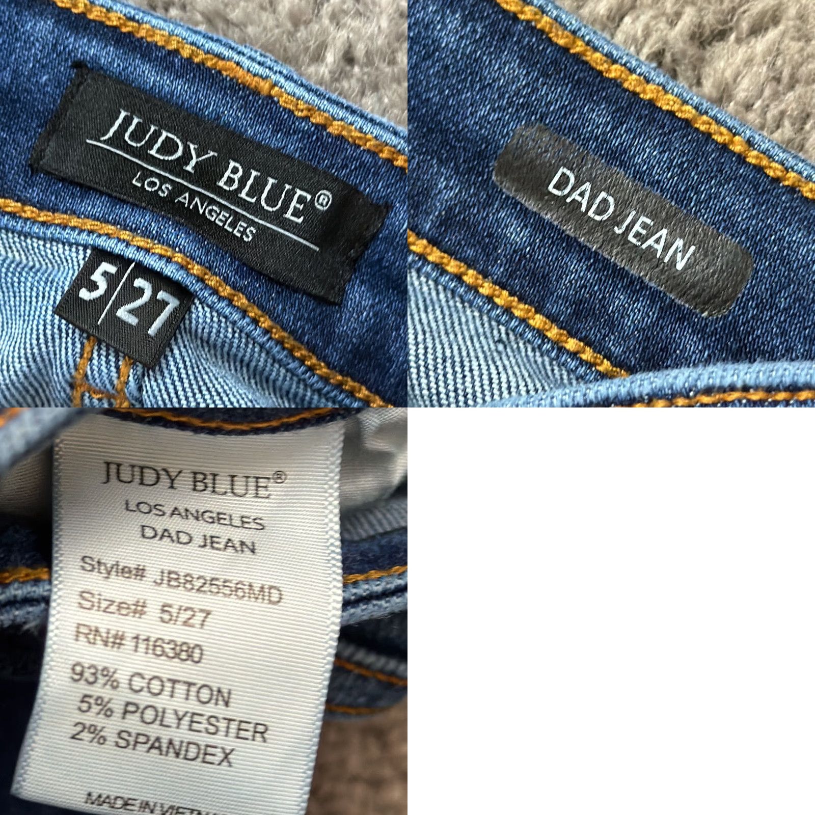 Vintage Judy Blue Jeans Womens 5 Straight Leg High Rise Denim Stretch 24x31 Blue Jeans | 24x31 | Regular Rise | Stretch | Dark Wash | Size 5 Size 27" / US 4 / IT 40 - 9 Thumbnail