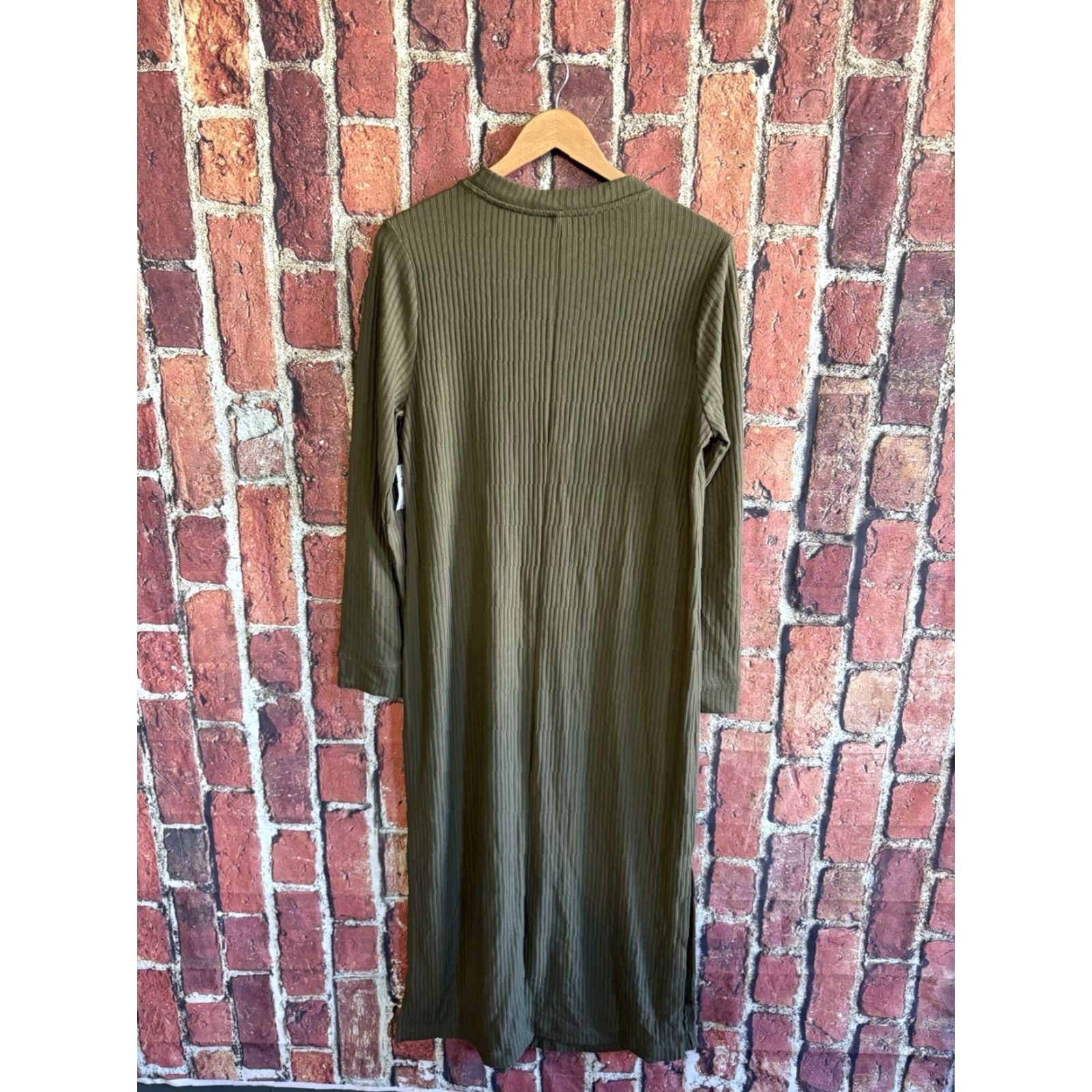 Old Navy Old Navy Womens Green Ribbed Long Sleeve Shirt Dress L NWT Max Size Large Size L / US 10 / IT 46 - 2 Thumbnail