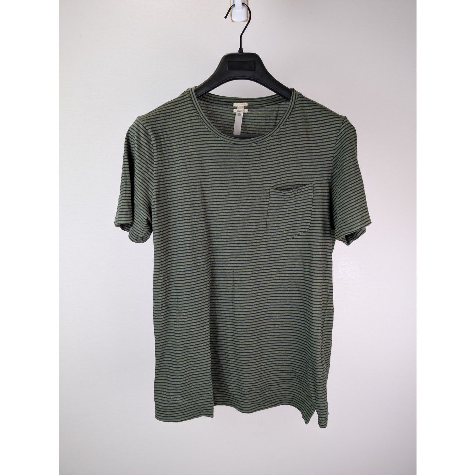 Massimo Alba o1rshd1 CC20 Striped Cotton T-Shirt with Chest Pocket Olive Size US S / EU 44-46 / 1 - 2 Thumbnail