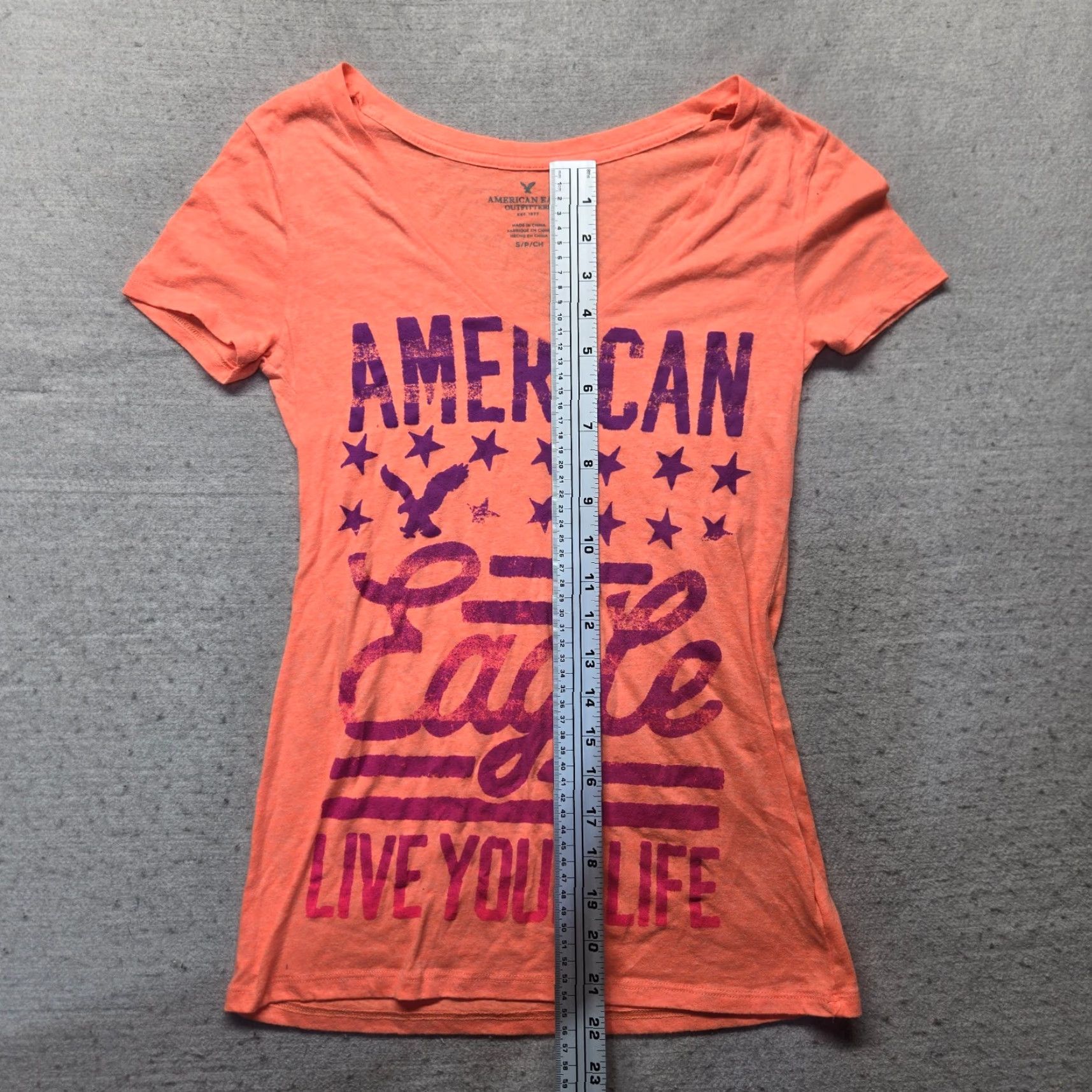 American Eagle Outfitters American Eagle Pink/Orange Shirt Live Your Life Short Sleeve Women's S Small Shirt Womens S Small Orange Live Your Life 90s Casual Size S / US 4 / IT 40 - 4 Thumbnail