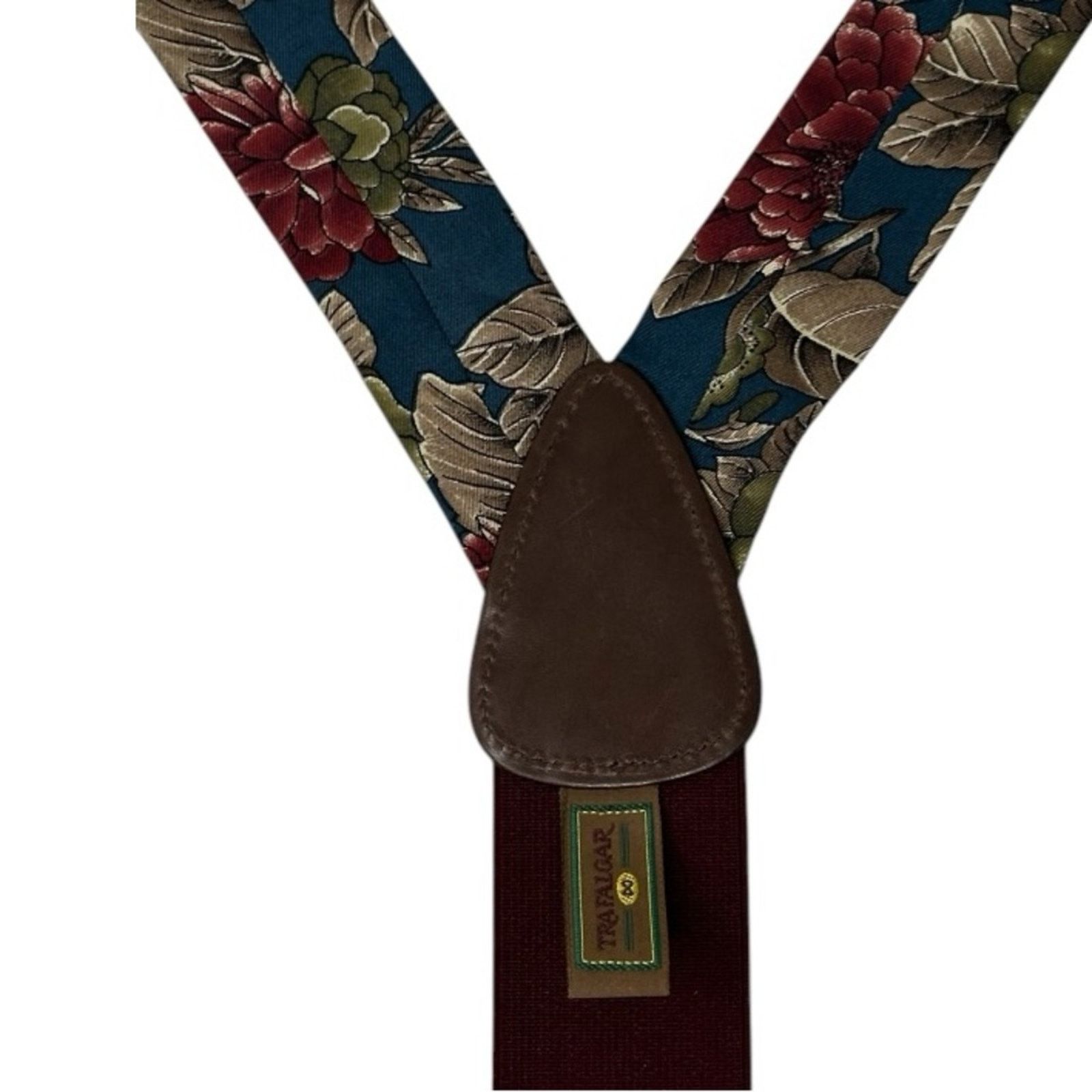 Leather × Trafalgar × Vintage VTG Trafalgar Silk Floral Braces Suspenders Leather Accents Size ONE SIZE - 14 Thumbnail