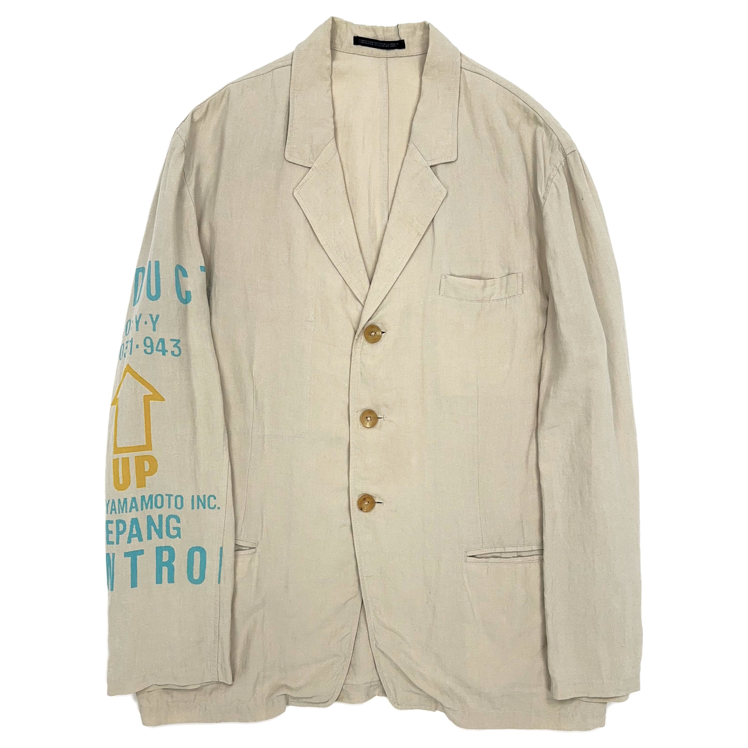 Yohji Yamamoto SS93 'UP' Print Linen Suit [SAMPLE] Size 48L - 2 Thumbnail