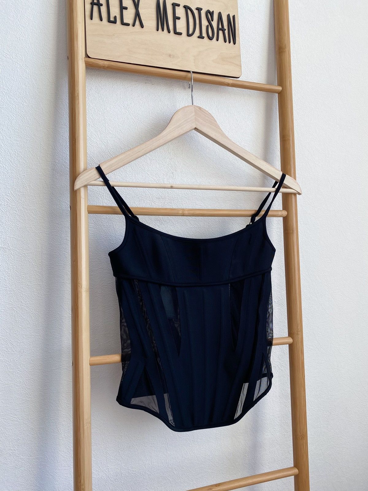 Mugler Mugler x H&M Mesh-Paneled Corset Top Black Size XS Size XS / US 0-2 / IT 36-38 - 6 Thumbnail