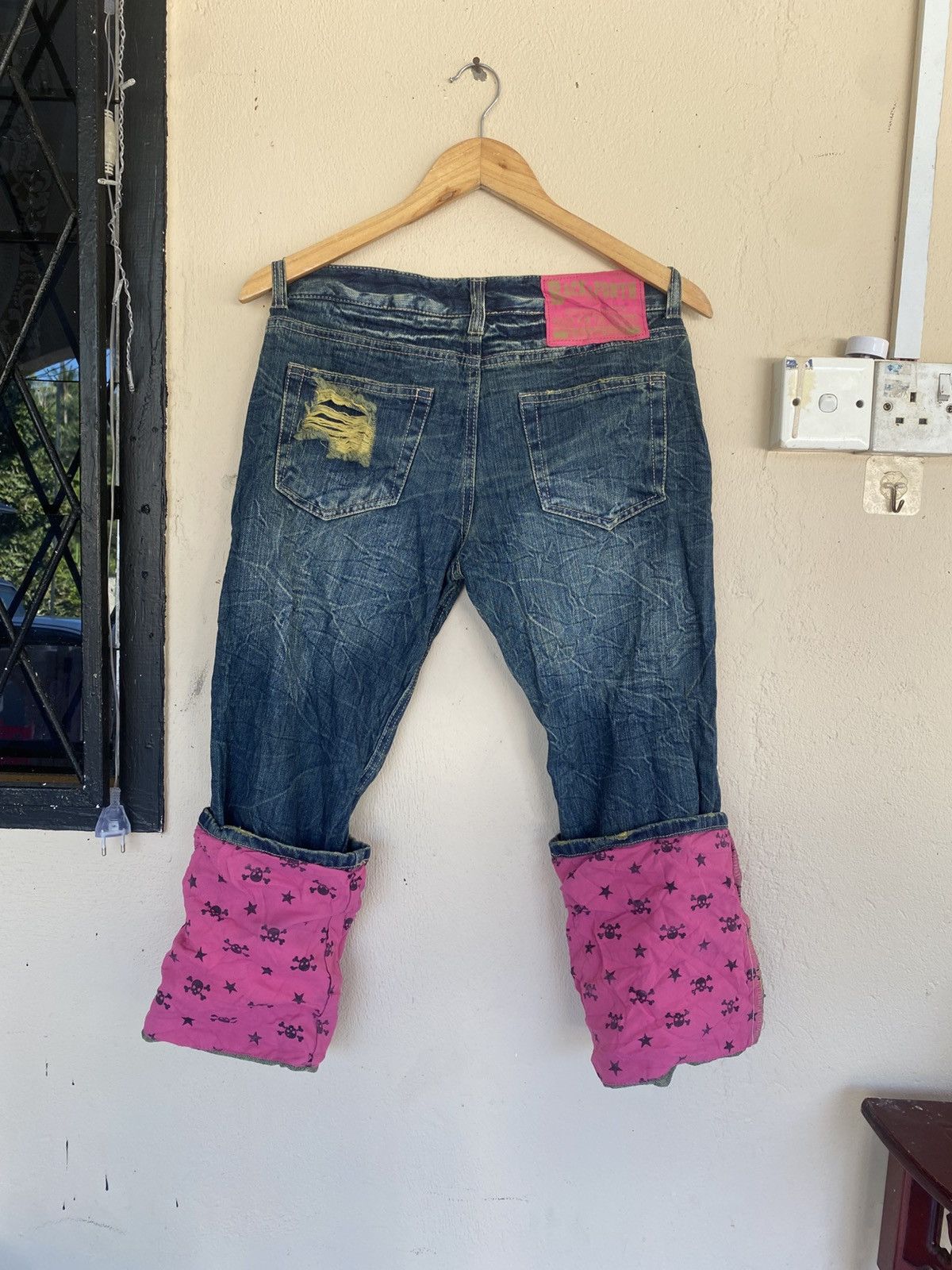 Japanese Brand COLZA 2000s Patchwork Distressed Denim Size 30" / US 8 / IT 44 - 4 Thumbnail