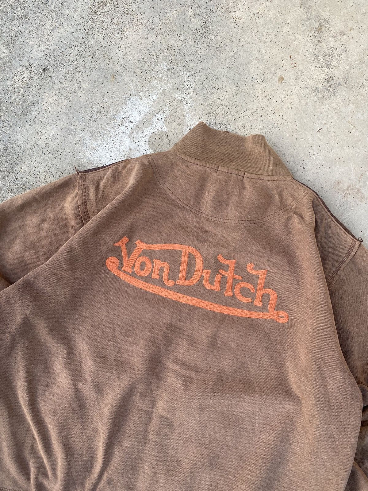 Vintage Vintage 90s Von Dutch Eye Wings Zip Up Sweater Brown Size US L / EU 52-54 / 3 - 6 Thumbnail