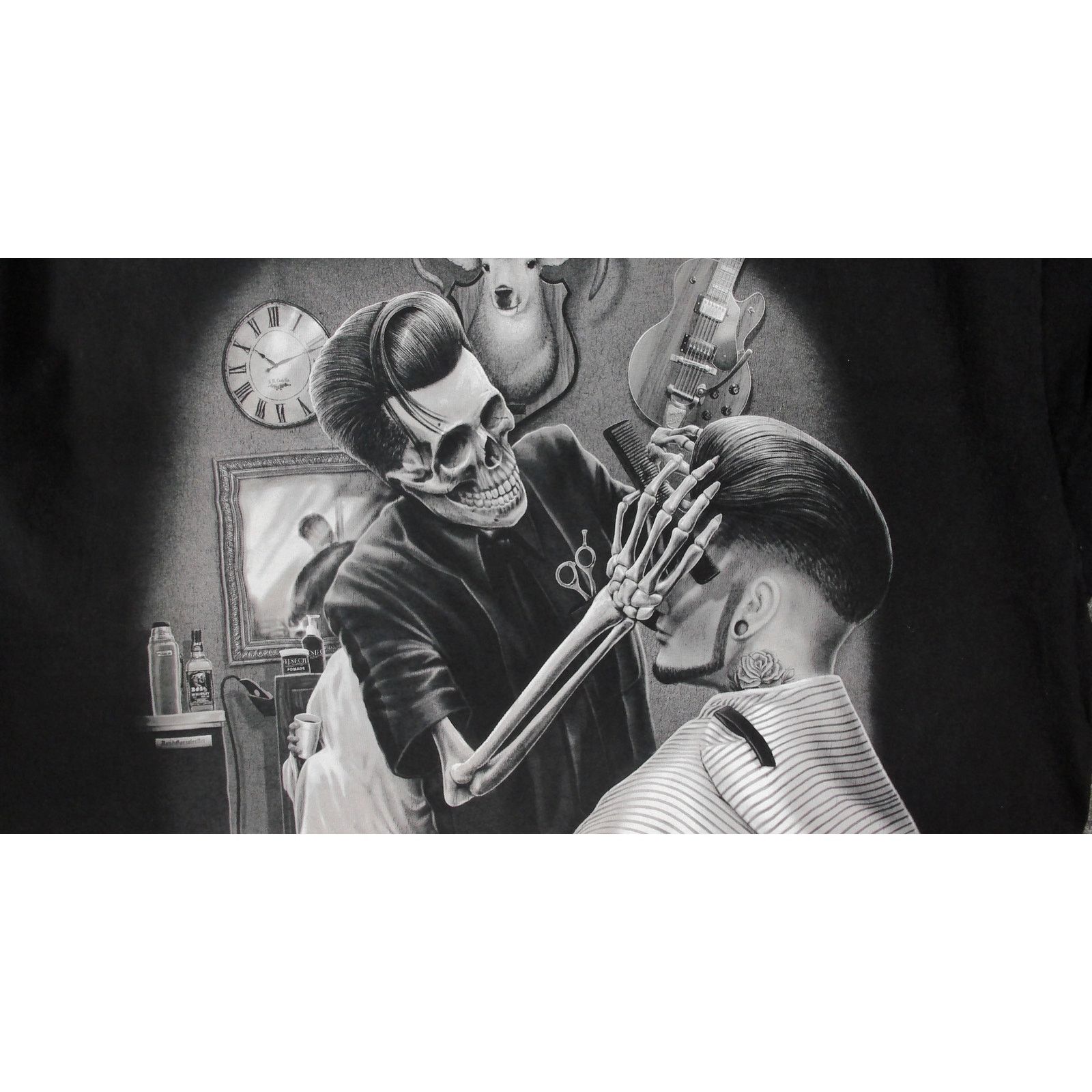 Other David Gonzales Art DGA "Fresh Cut" Skull Barber Graphic Tee Size US XXL / EU 58 / 5 - 6 Thumbnail